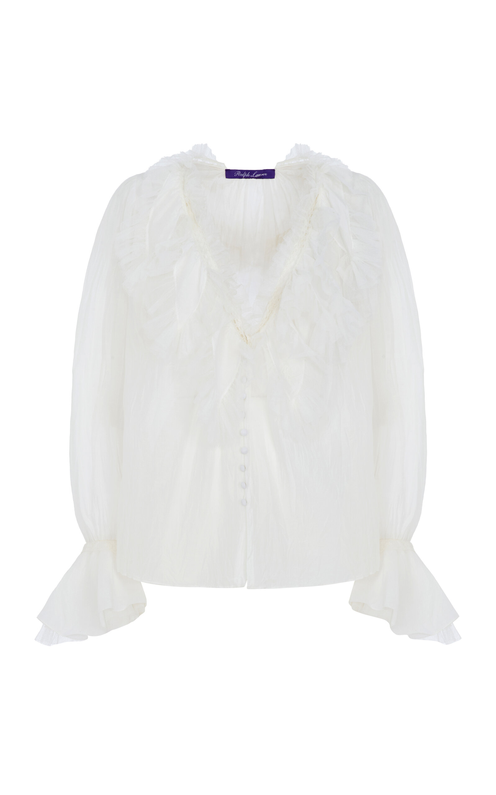 Ralph Lauren Kensley Ruffled Cotton-Silk Top