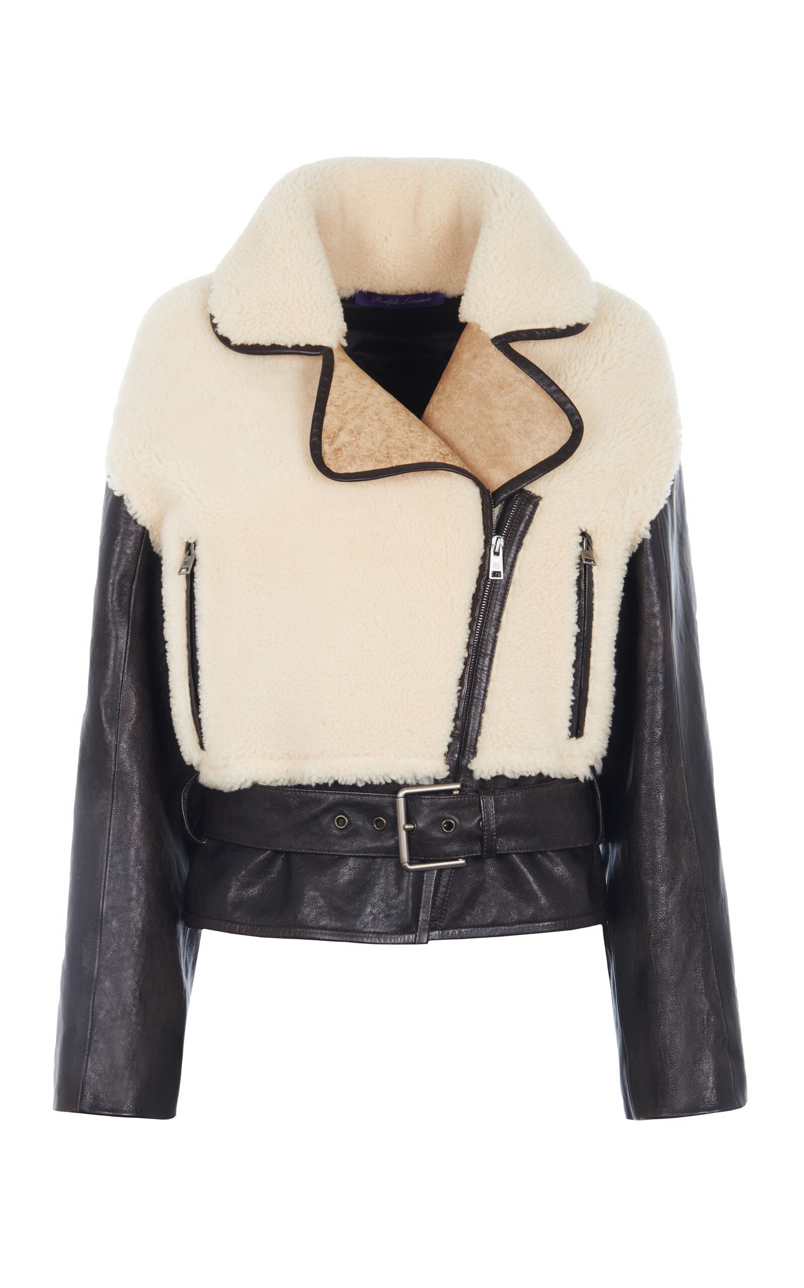 Ralph Lauren Silvester Leather-Shearling Jacket - Ivory