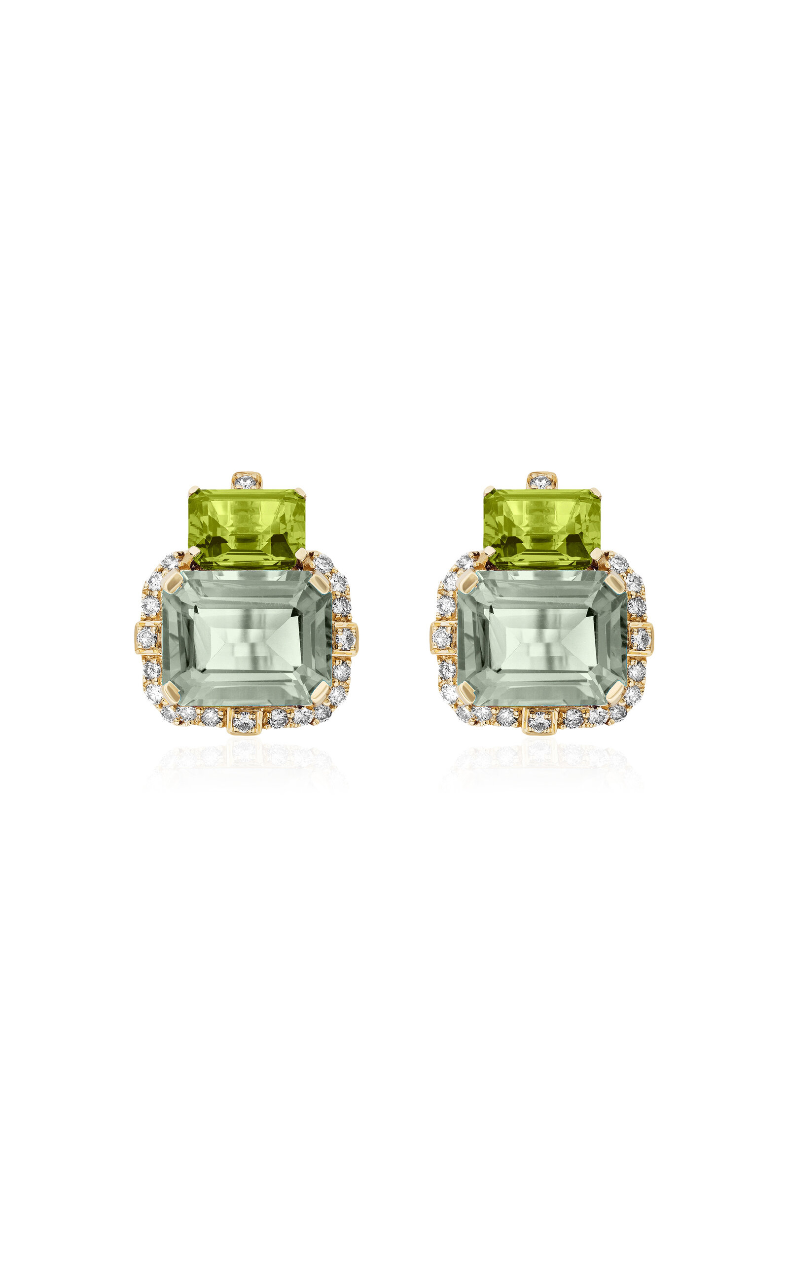 18K Yellow Gold Prasiolite And Peridot Earrings