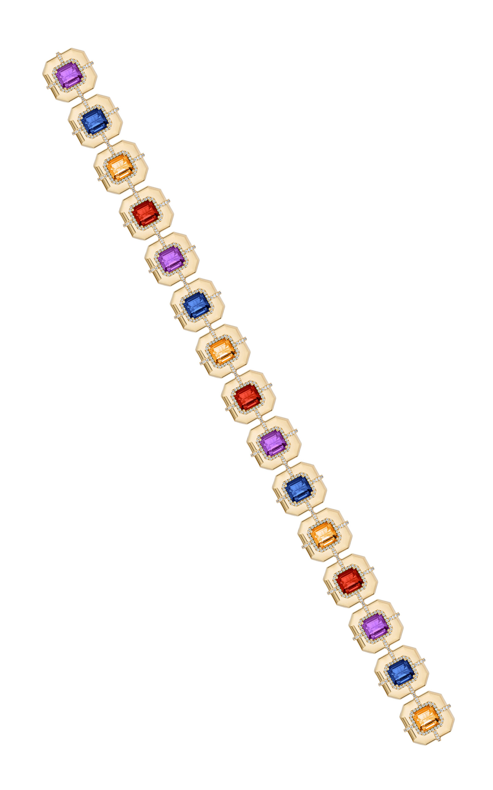 18K Yellow Gold Multi-Stone Medallion Bracelet