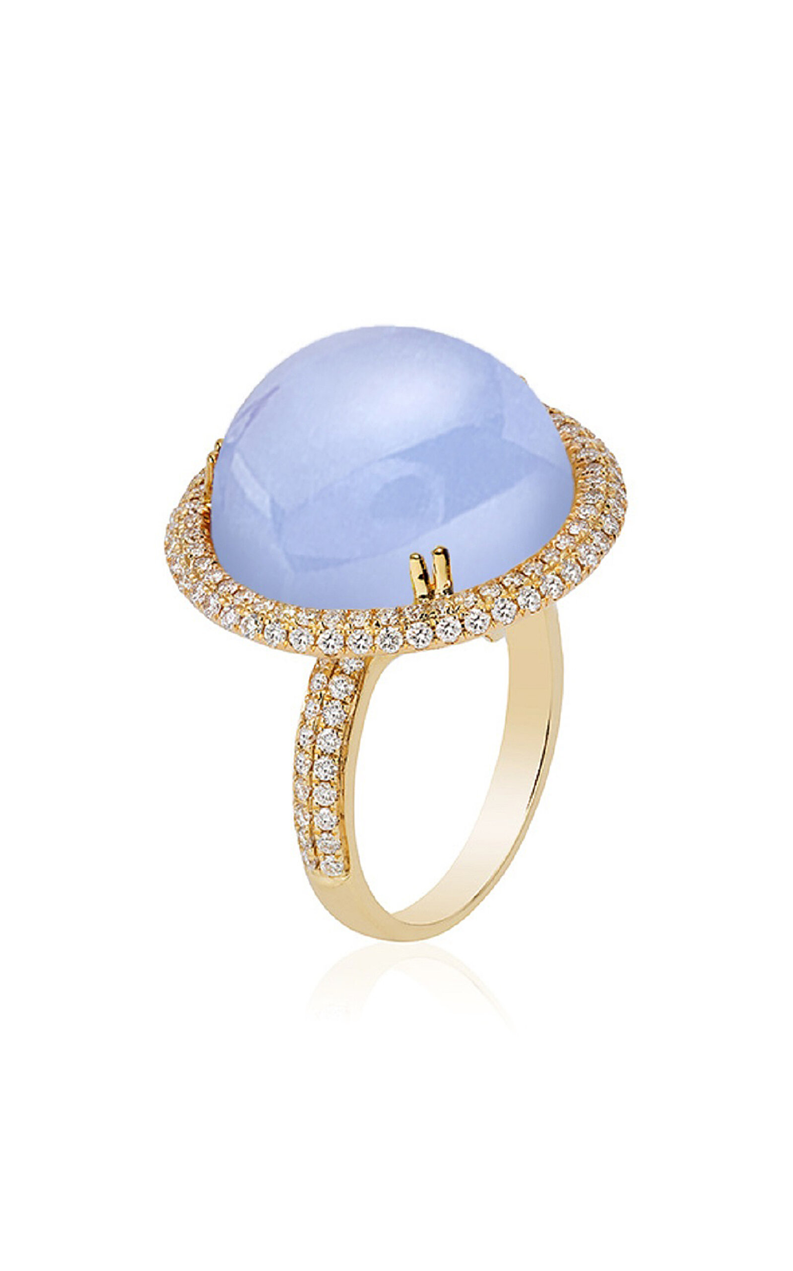 18K Yellow Gold Chalcedony Cabochon Ring