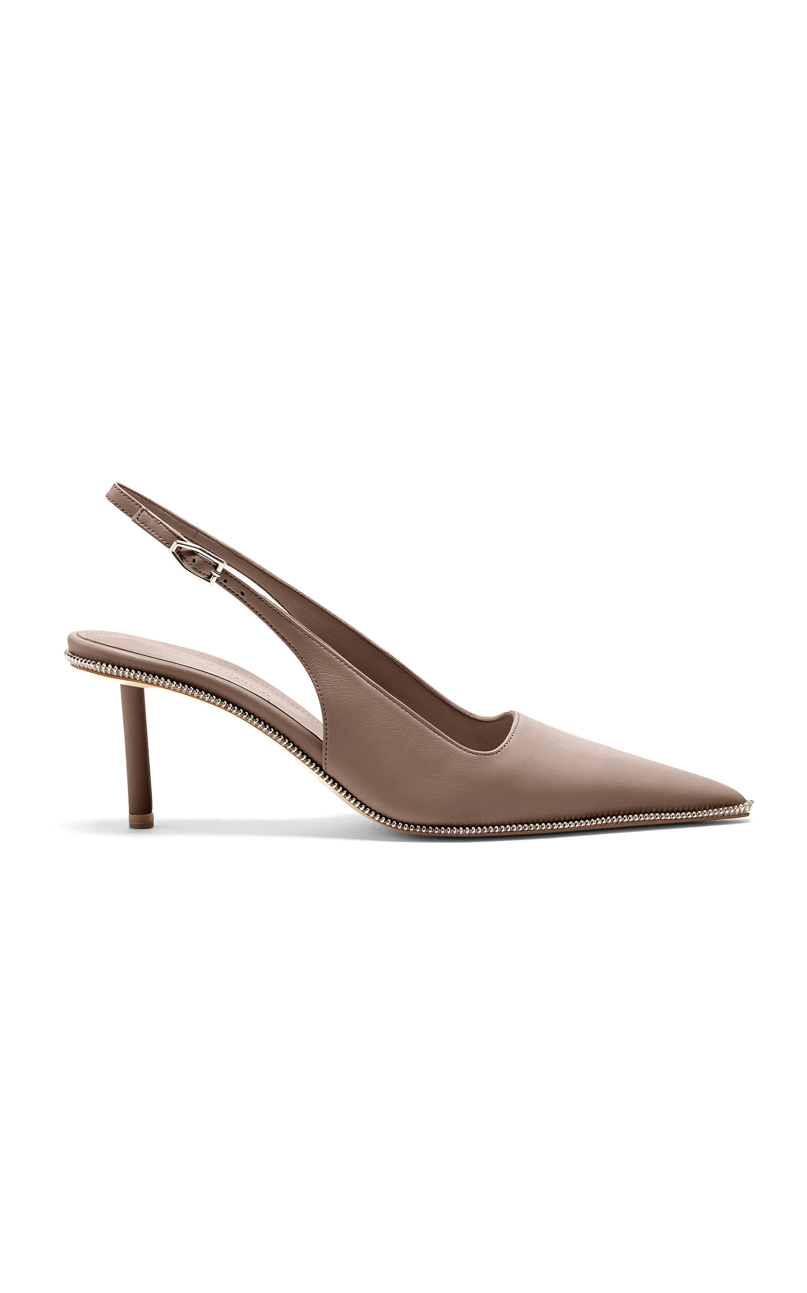 Paul Andrew Spike Zip-detail Leather Slingback Pumps
