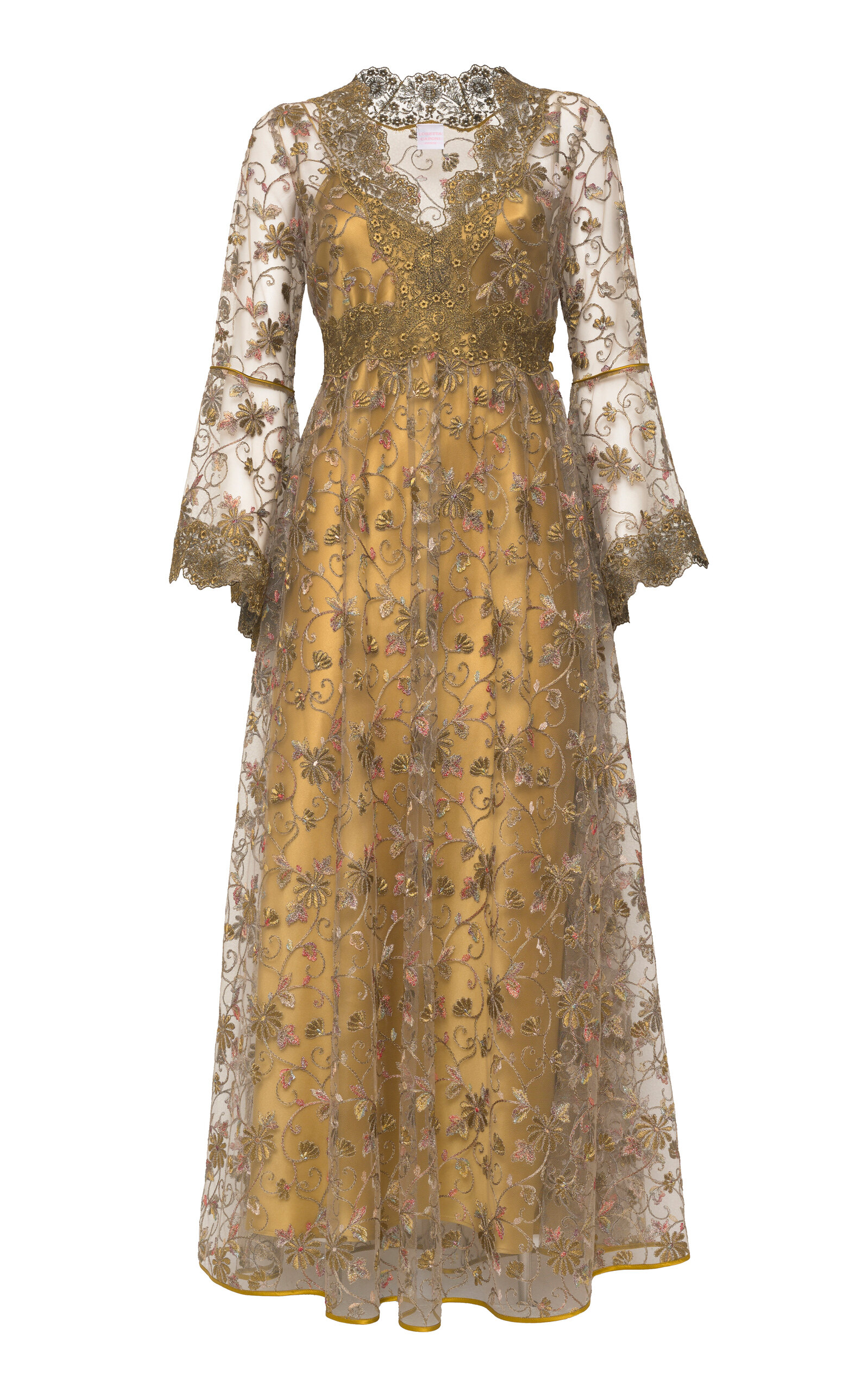 Loretta Caponi Topazio Lace-Trimmed Midi Dress