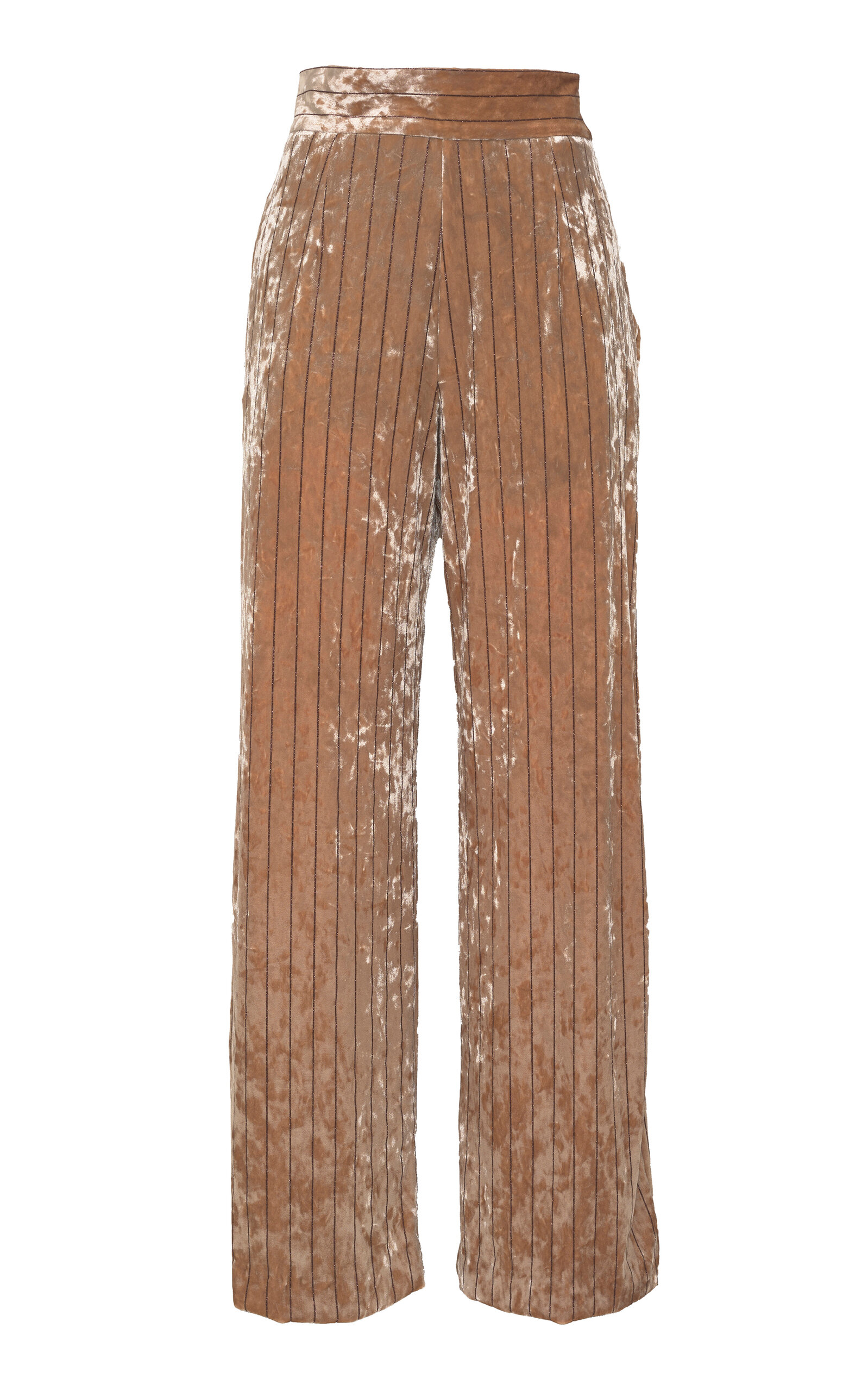Loretta Caponi Cipro Striped Stretch-velvet Wide-leg Pants