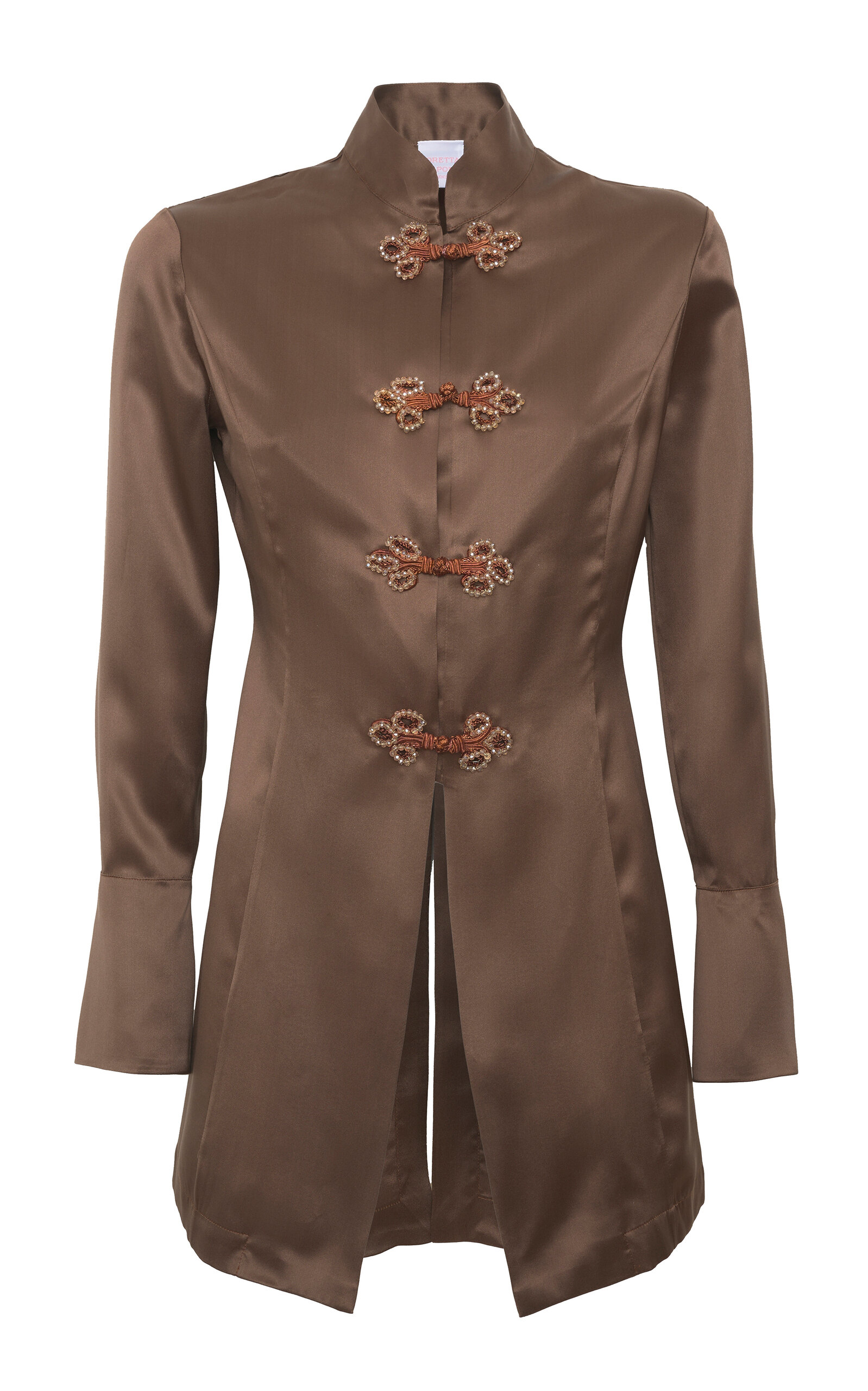 Loretta Caponi Azalea Toggle-detailed Silk-satin Top