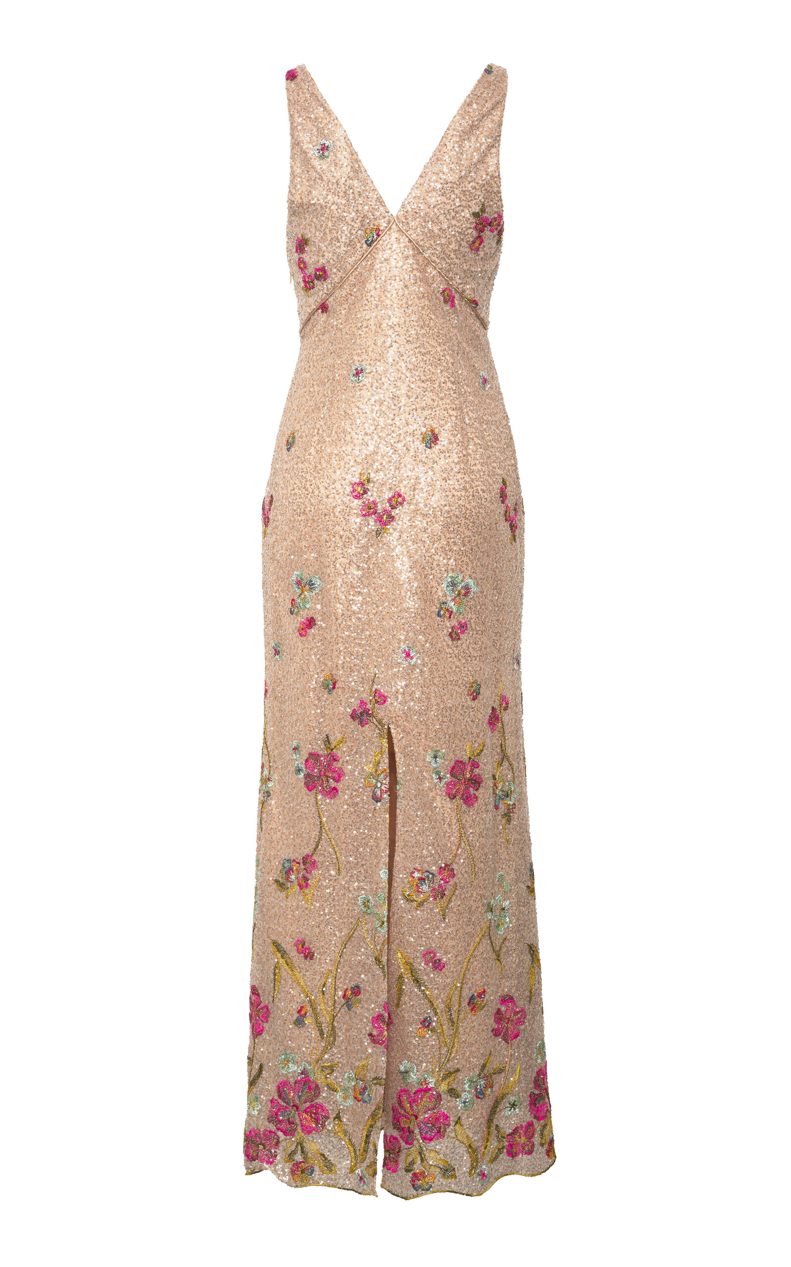 Loretta Caponi Zaffiro Embroidered Maxi Dress