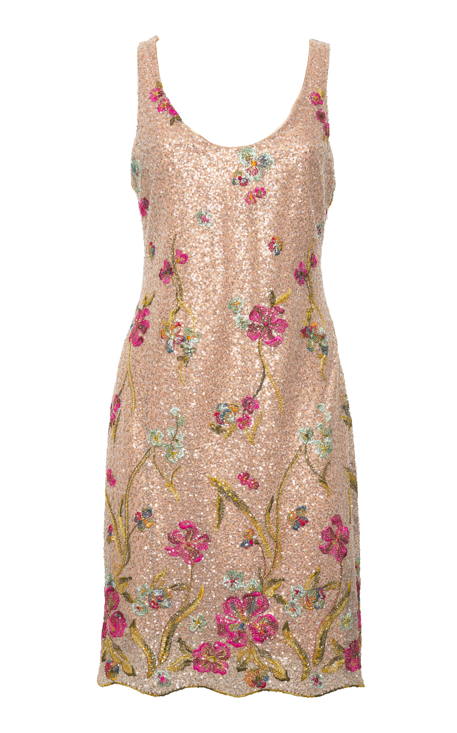 Loretta Caponi Madreperla Embroidered Mini Dress