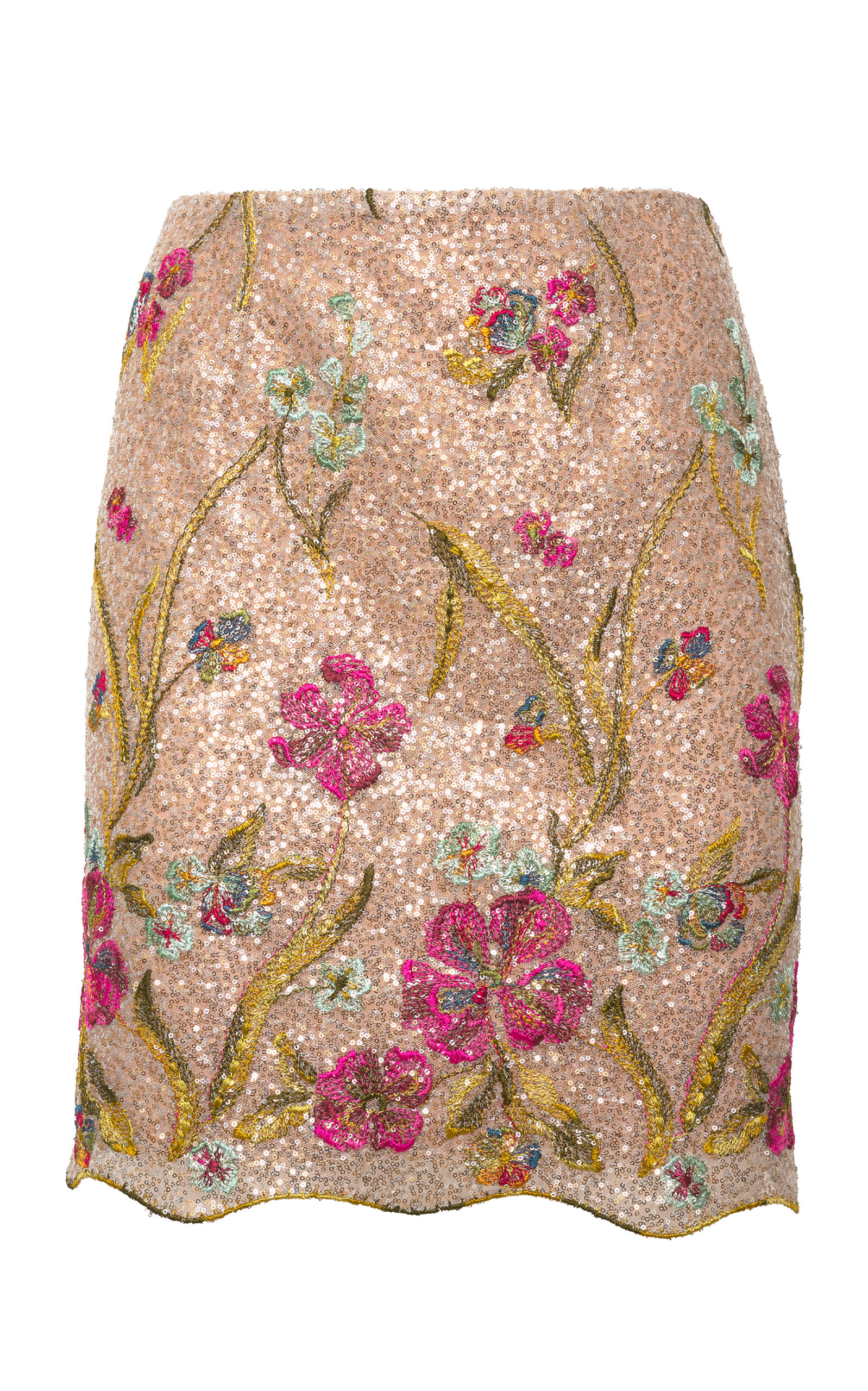Loretta Caponi Turchese Embroidered Mini Skirt