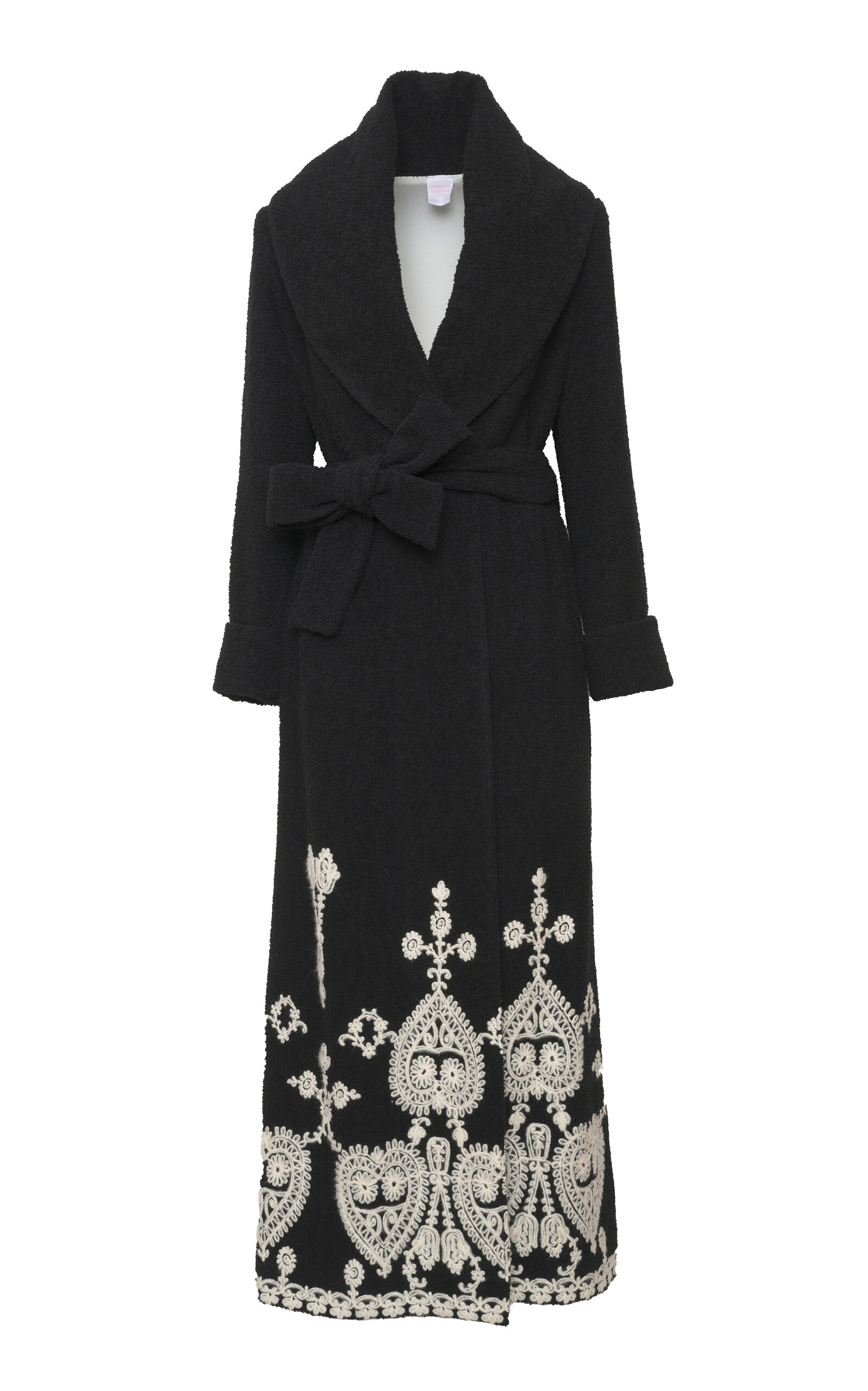 Loretta Caponi Granato Embroidered Boucle Coat - Black/white