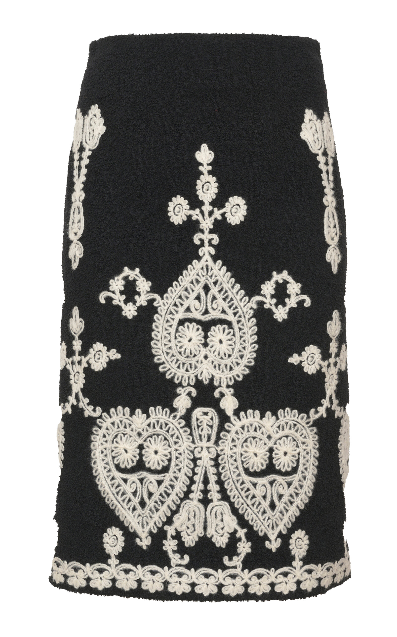 Loretta Caponi Peridoto Embroidered Boucle Midi Skirt