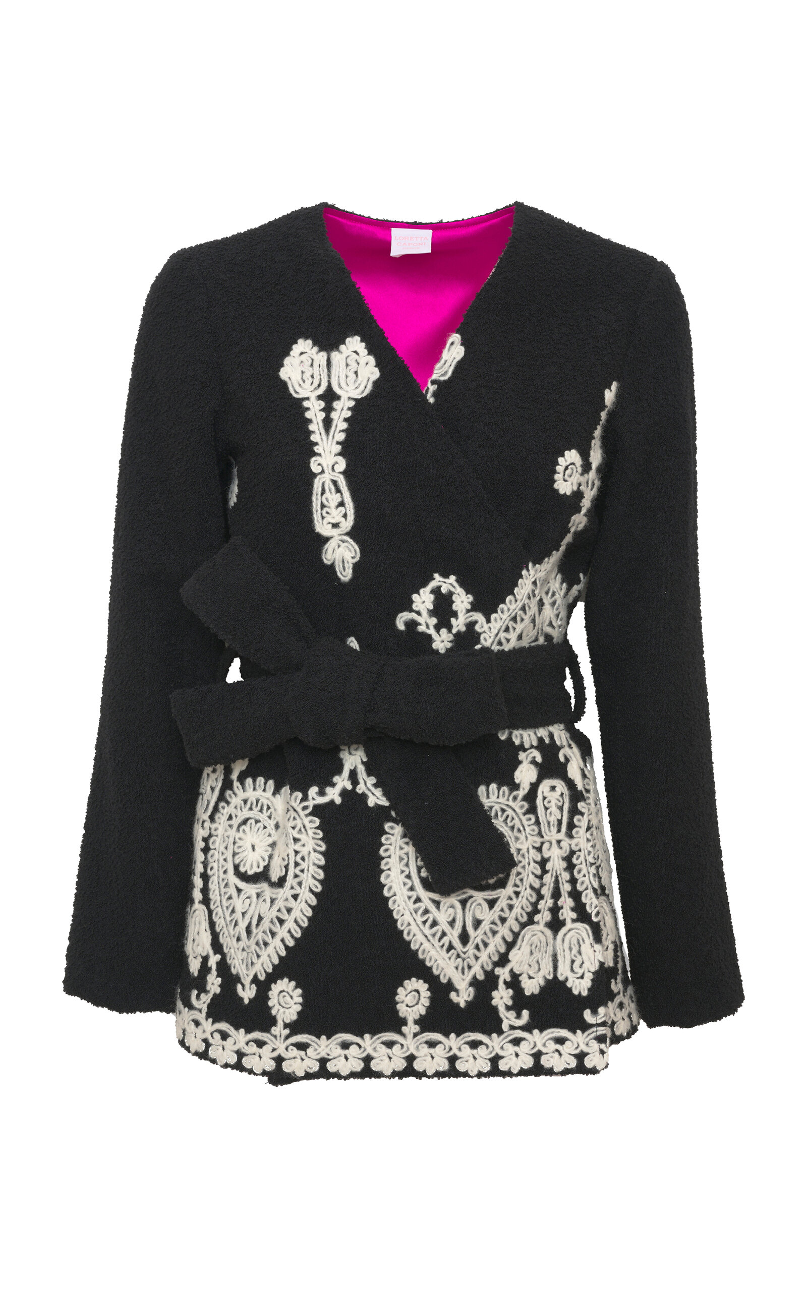 Loretta Caponi Elbaite Embroidered Boucle Jacket - Black/white