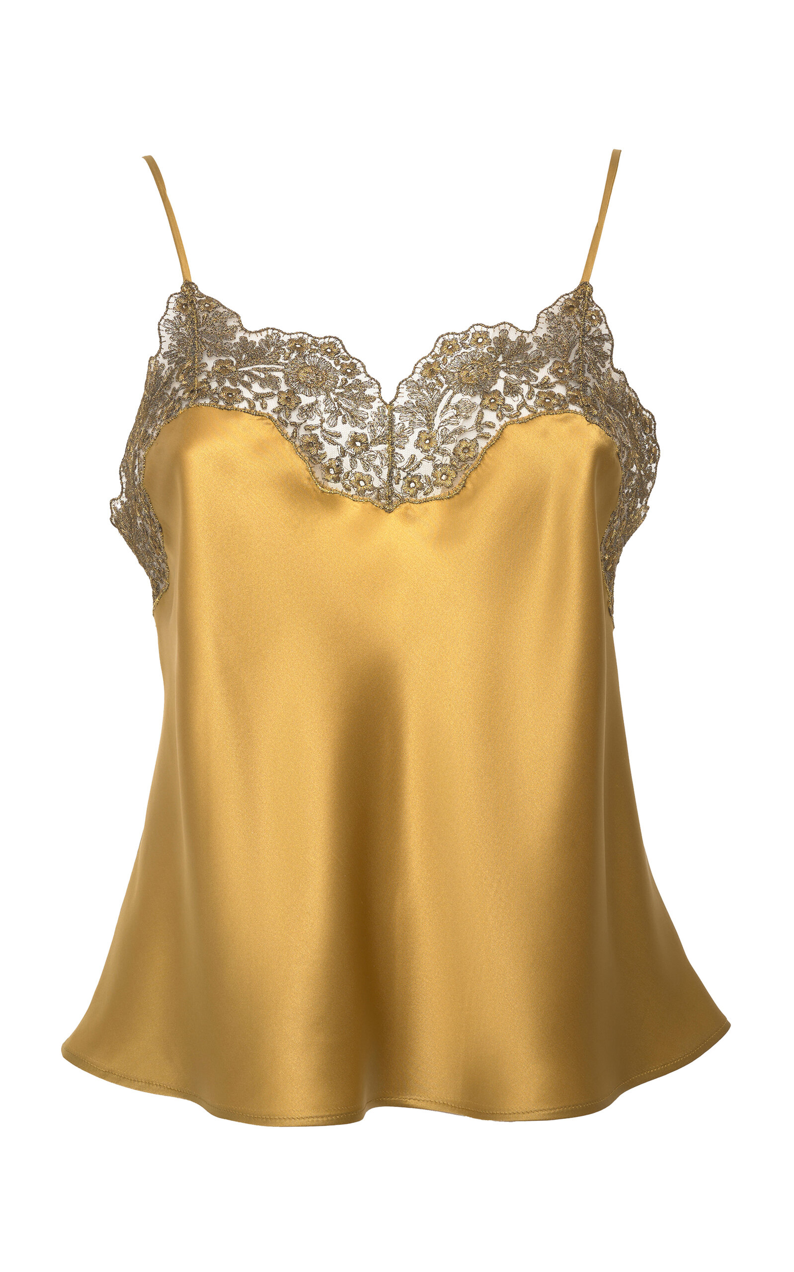 Loretta Caponi Esmeralda Lace-Trimmed Silk Top