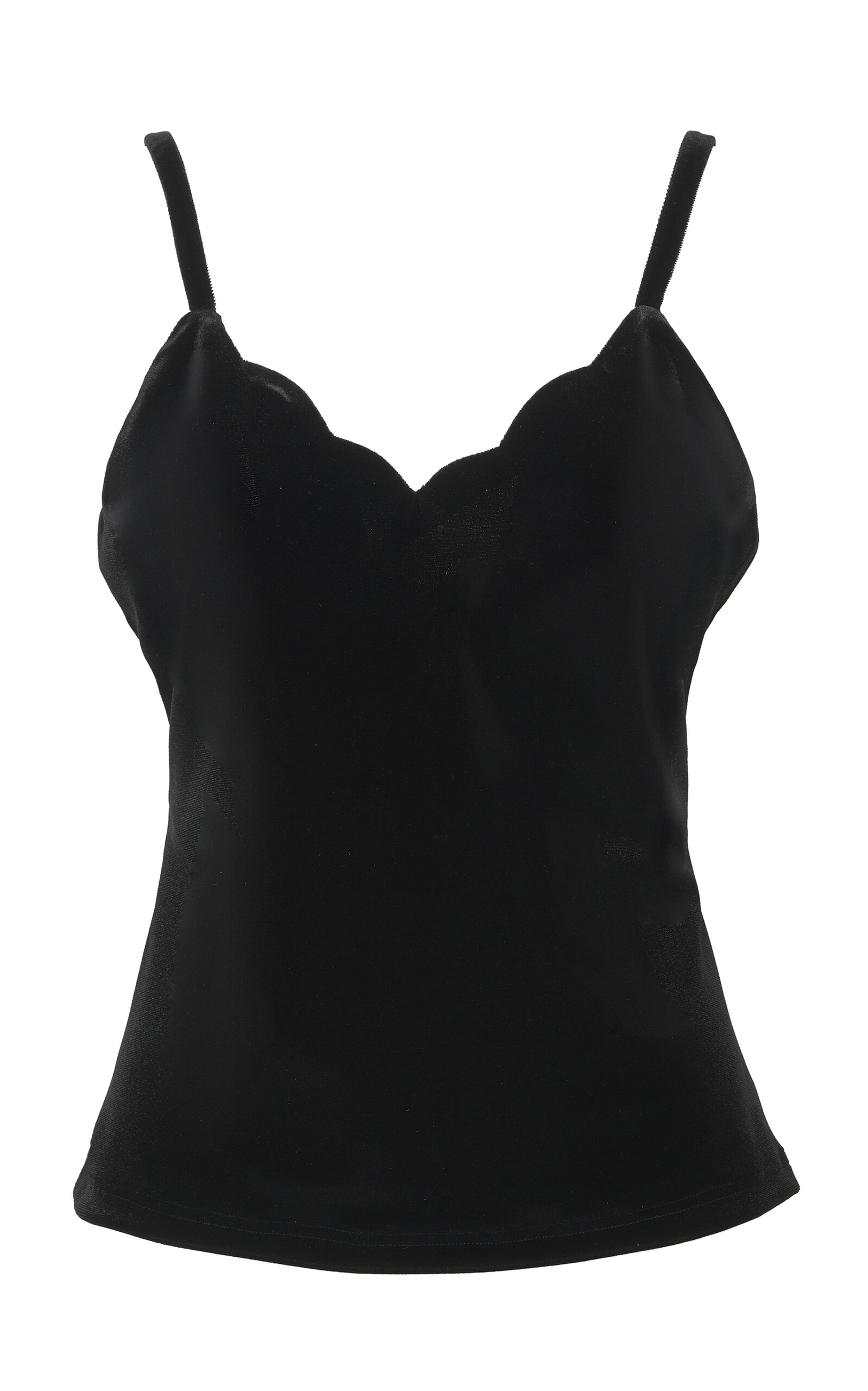 Loretta Caponi Pyrite Scalloped Stretch-velvet Top