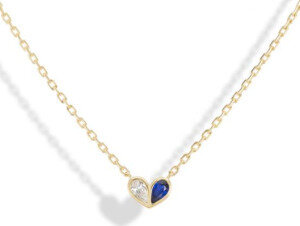 Gemella Jewels Sweetheart Necklace Diamond X  Blue Sapphire