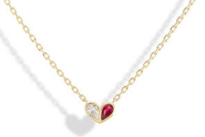 Gemella Jewels Sweetheart Necklace Diamond X  Ruby