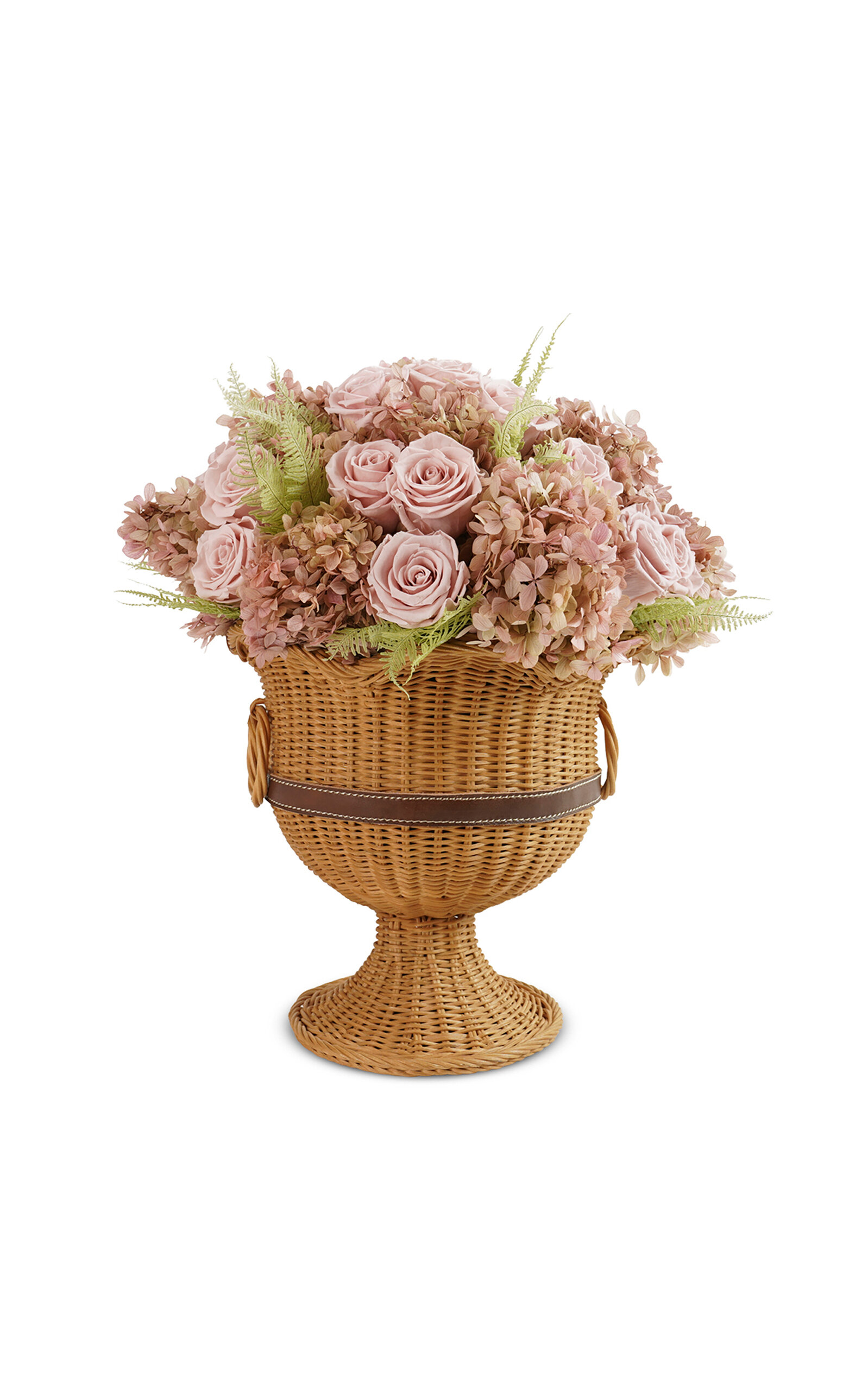 Venus Et Fleur Athena Heirloom Wicker Pedestal Vase W/ Mixed Eternity® Roses & Hydrangeas