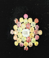 Blu Dog World Brooch; 20th Century; 14k Yellow Gold; Aquamarine; Peridot; Garnet; Citrine And Pink Tourmaline