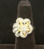 Blu Dog World Ring; Art Deco; C. 1925; 18k Yellow Gold; Platinum And Diamond; “shooting Star “