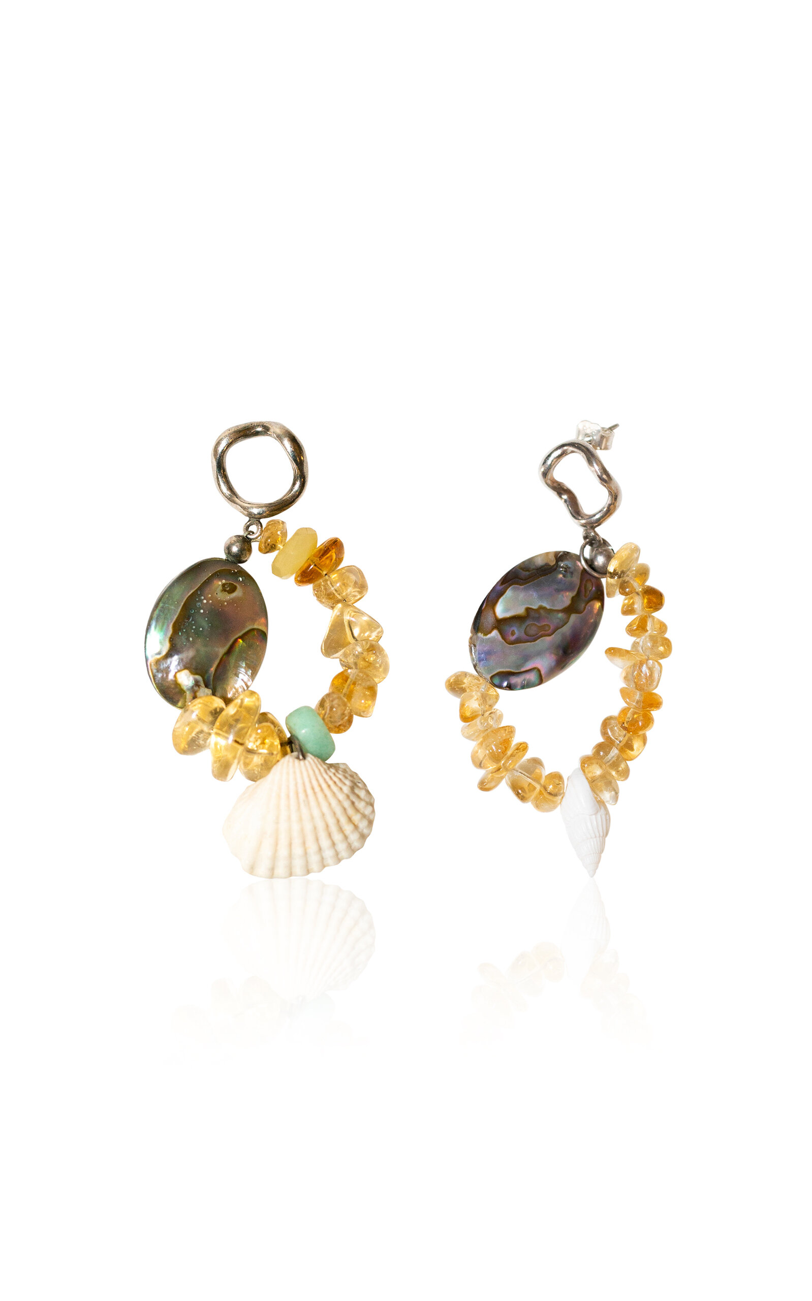 Studio Conchita Aretes Bomba Shell; Citrine And Pearl Earrings
