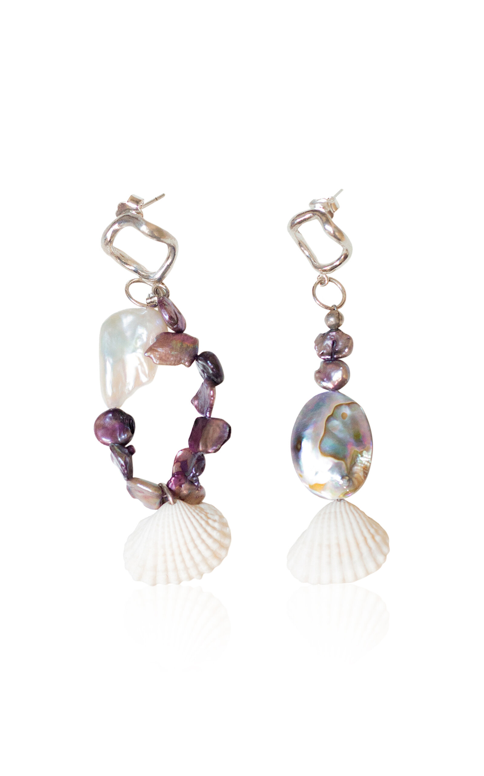 Studio Conchita Aretes Bomba Shell And Pearl Earrings