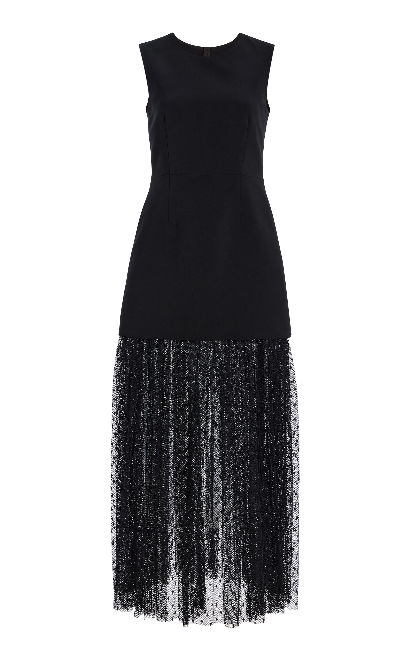 Alexis Simonete Tulle-Detailed Satin Midi Dress