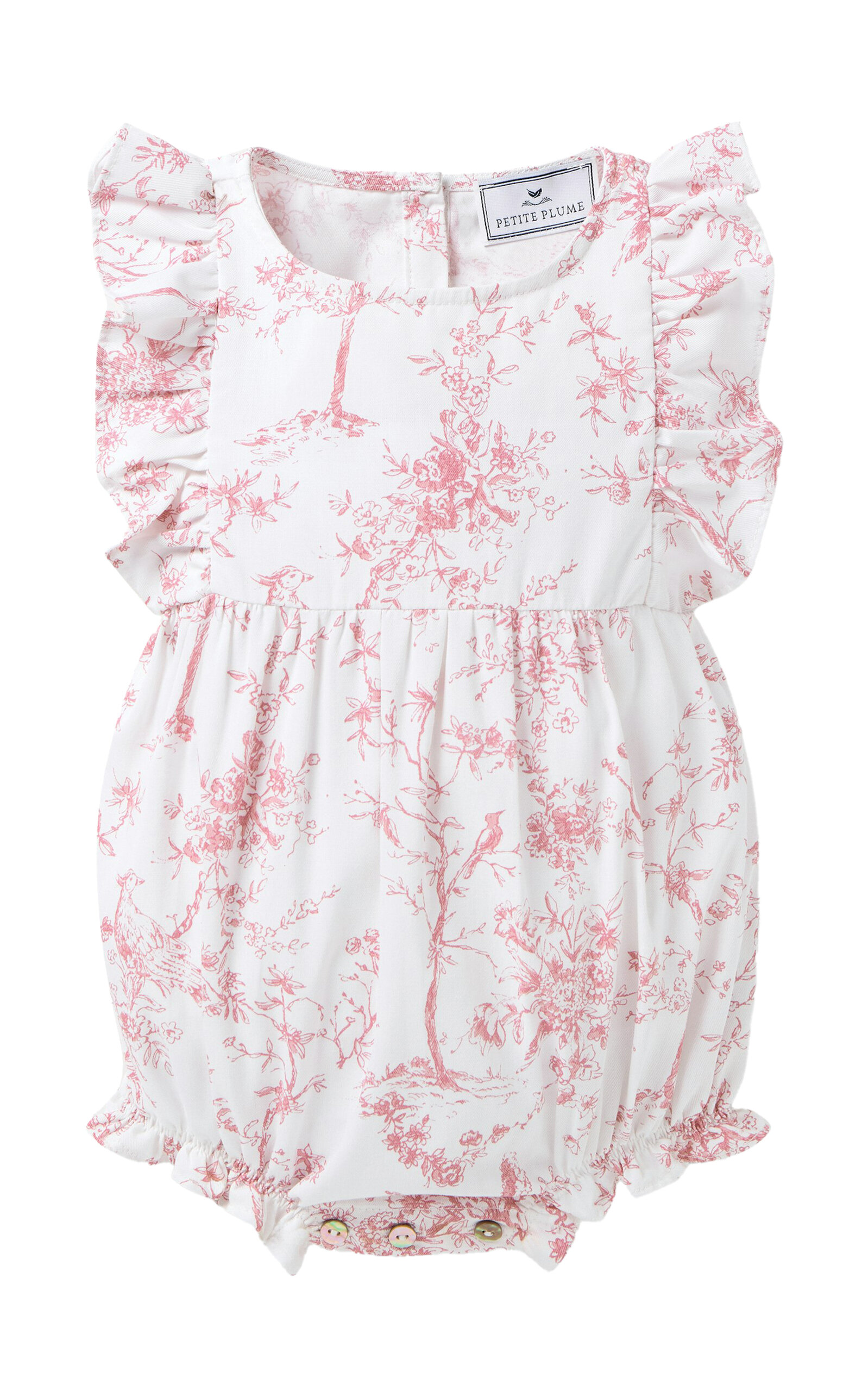 Petite Plume Infants Cotton-Blend Twill Ruffled Romper