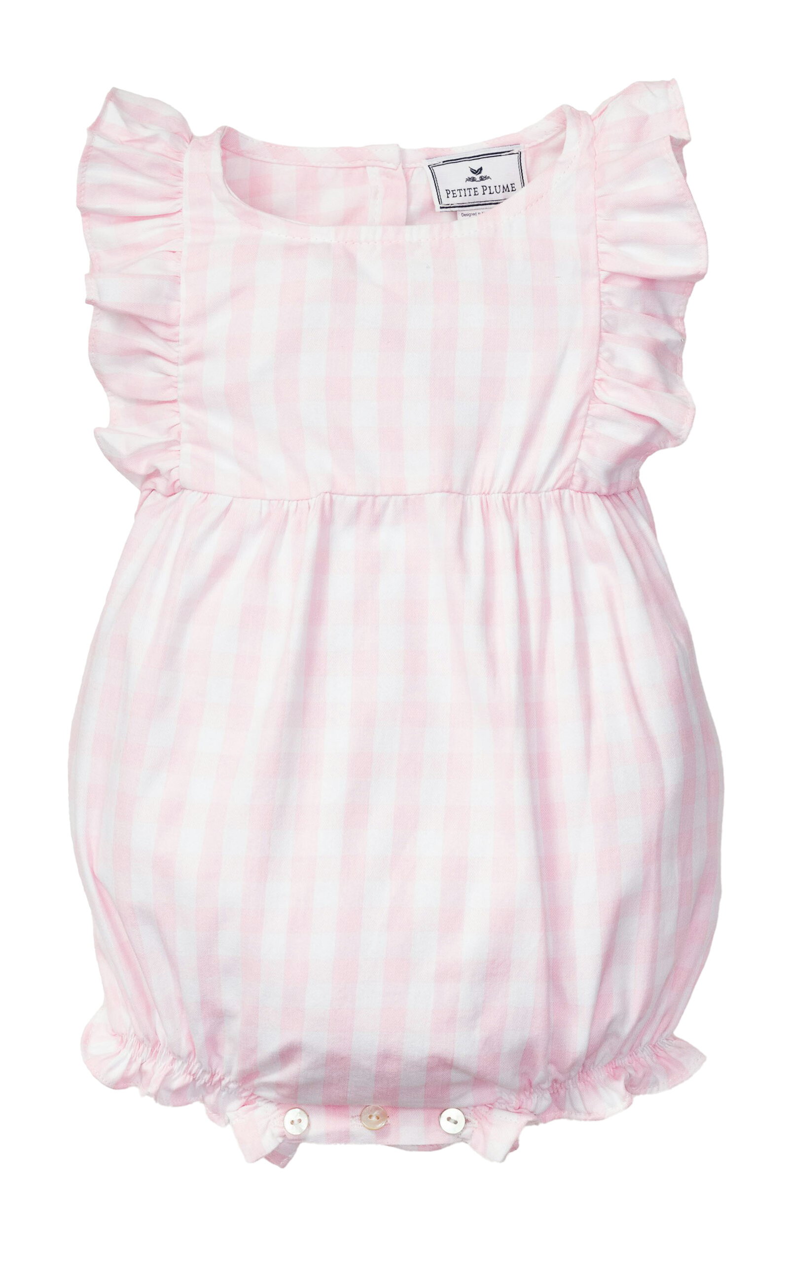 Petite Plume Infants' Gingham Cotton-Blend Romper