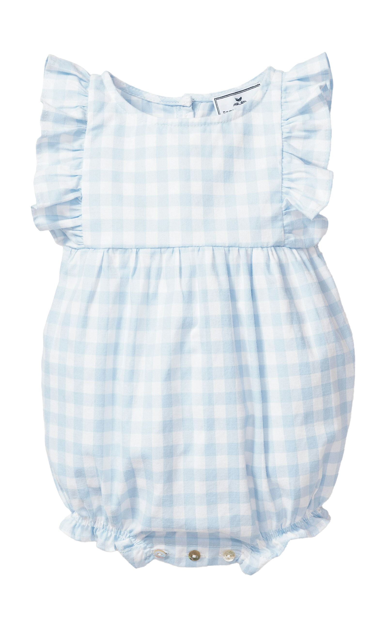 Petite Plume Cotton-Blend Gingham Romper