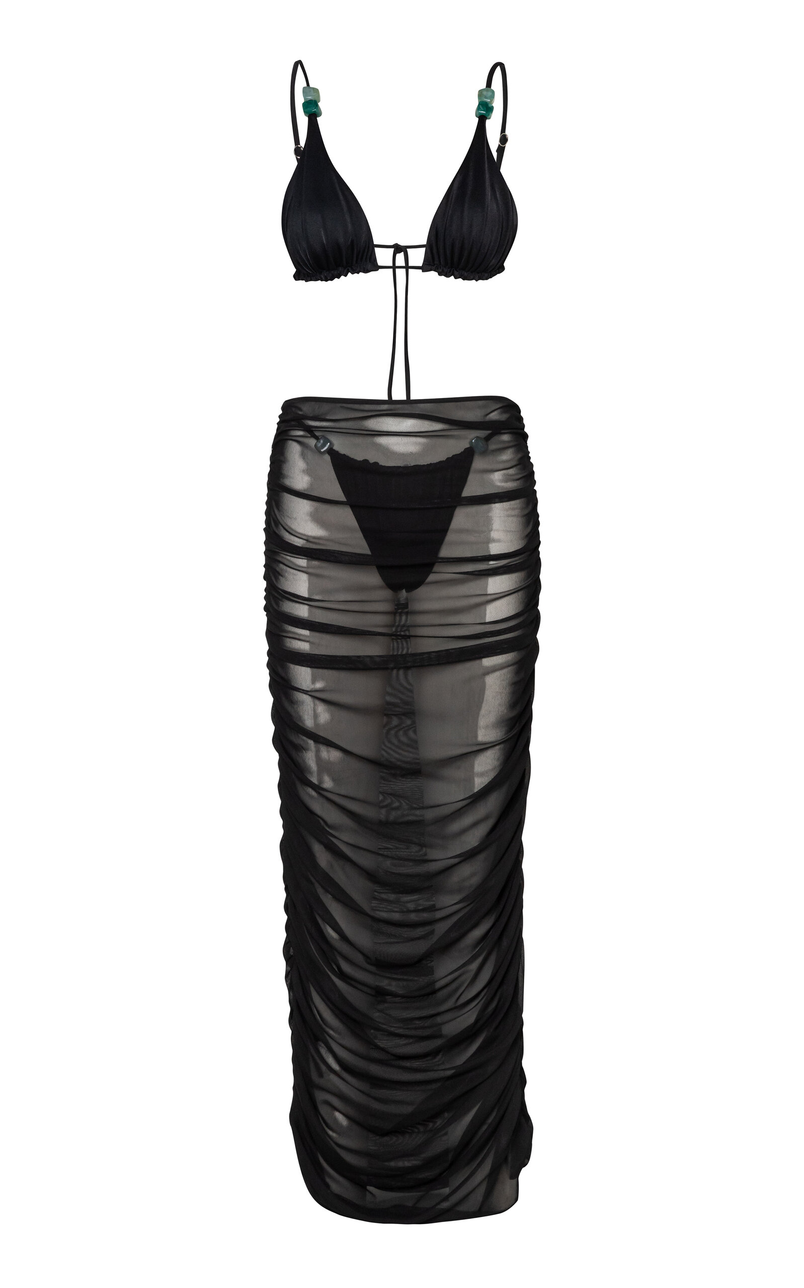 Baobab Bahia Ruched Mesh Pareo In Black