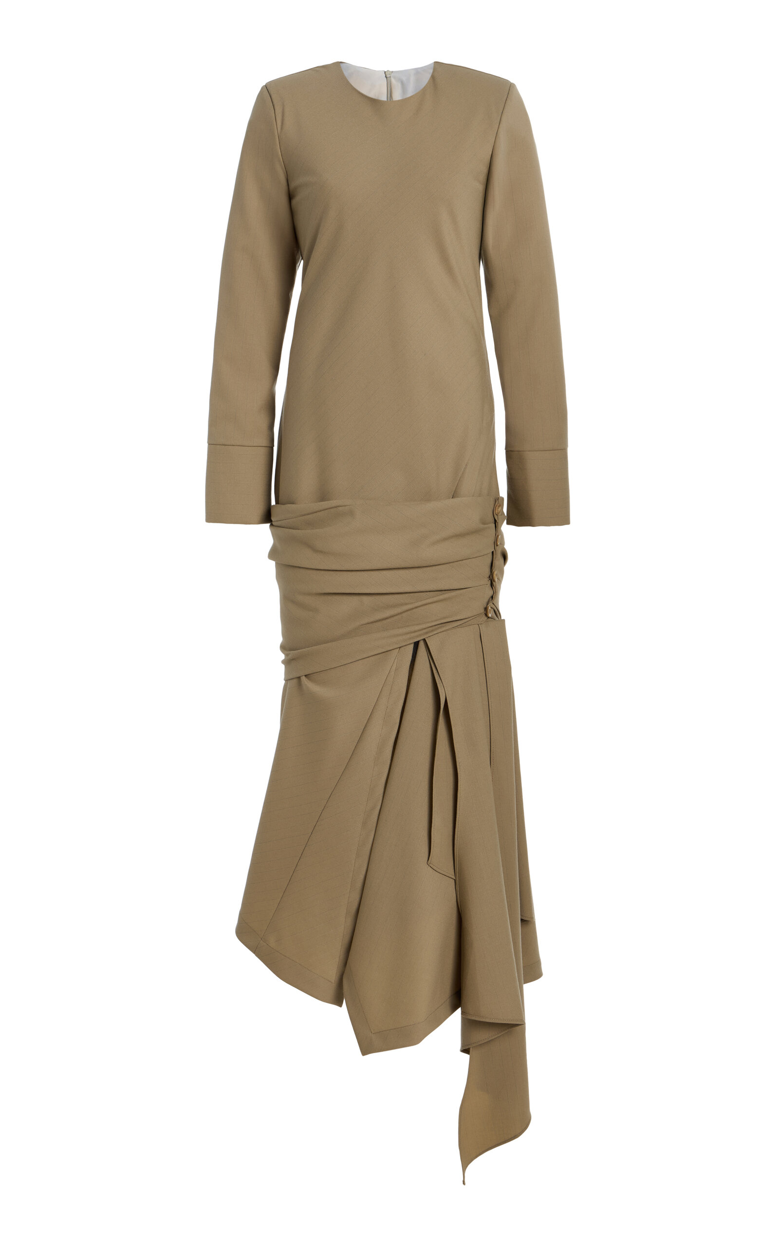 Exclusive Asymmetric Wool Maxi Dress
