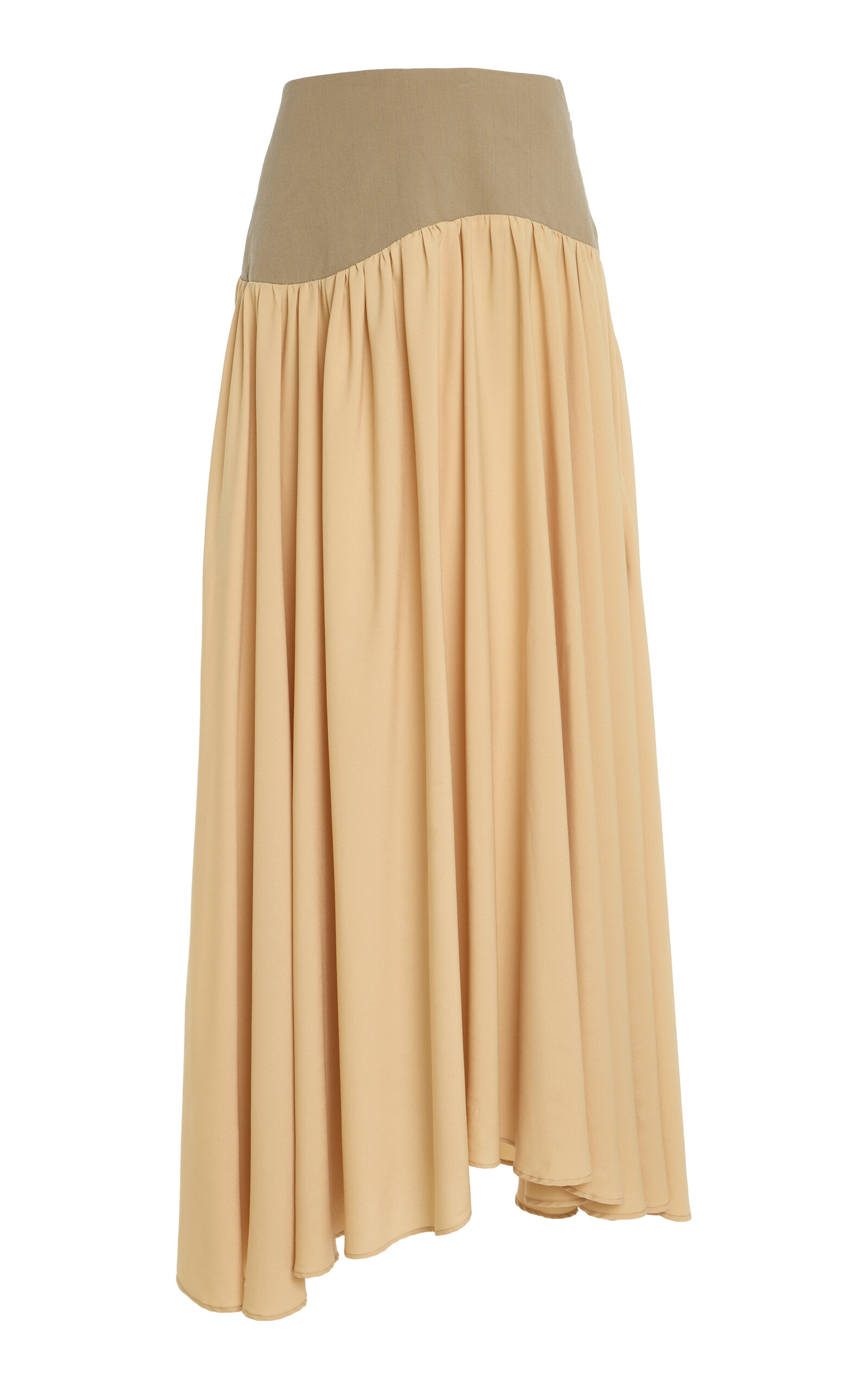 Exclusive Long Wave Stretch-Crepe Skirt