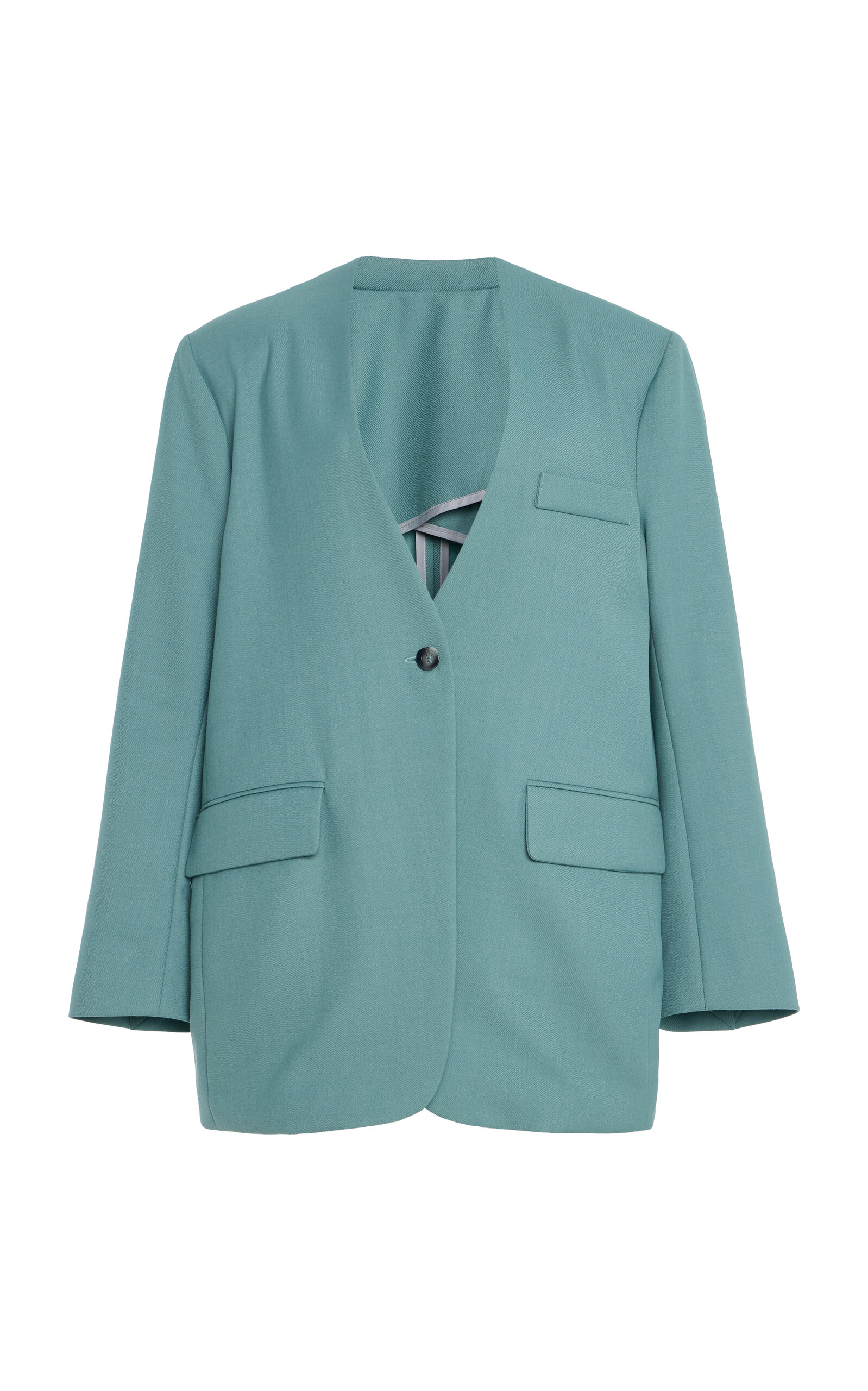 Exclusive Collarless Wool Blazer