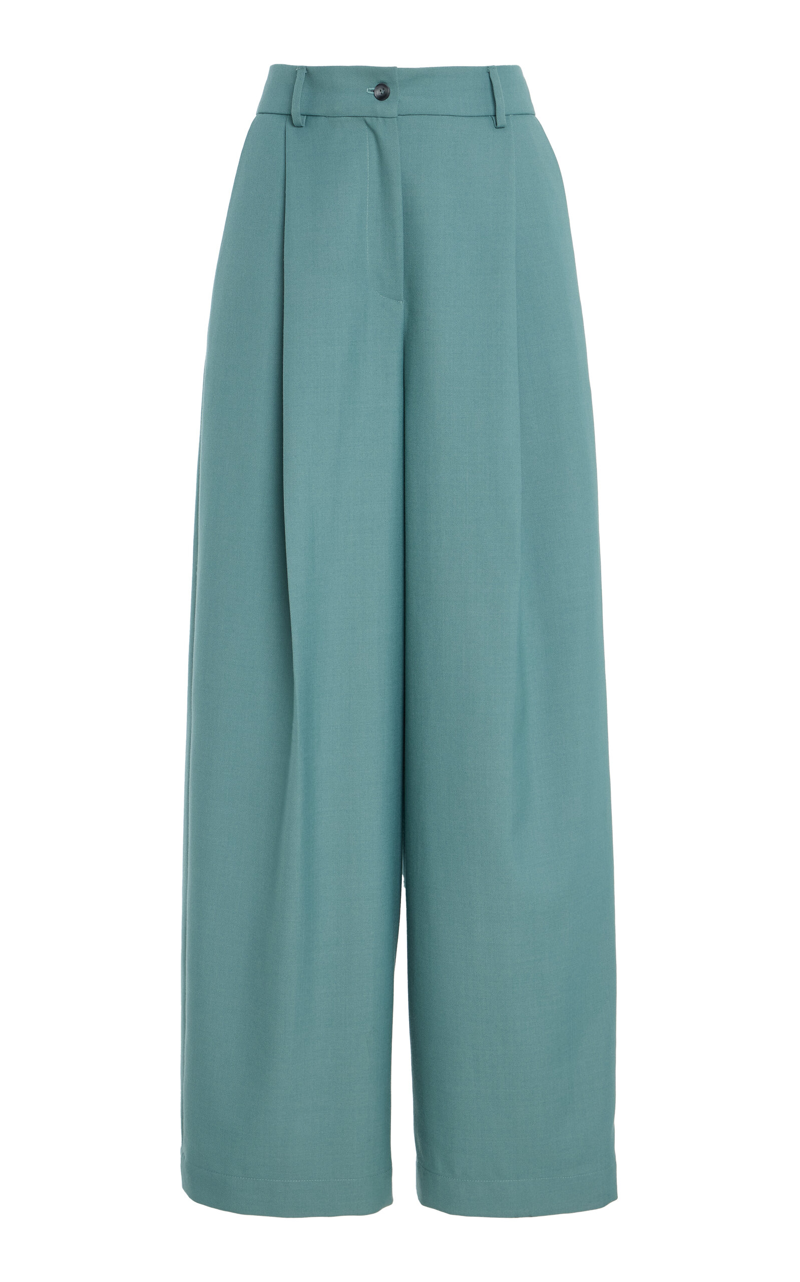 Exclusive Pleated Twill Wide-Leg Trousers