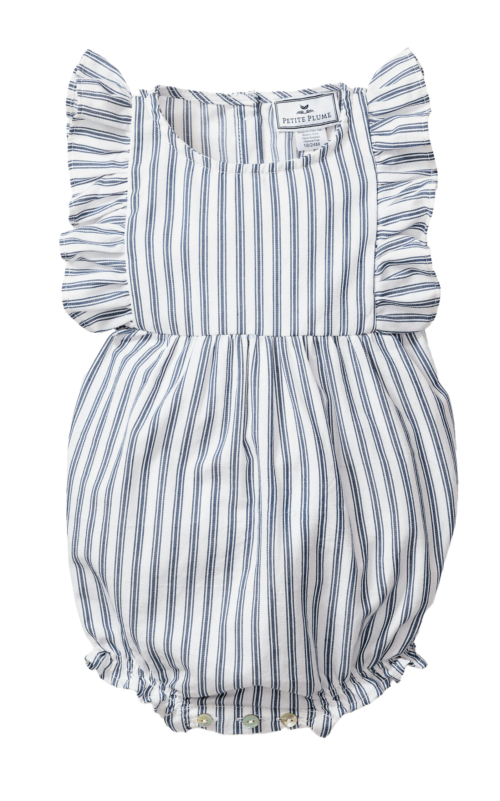 Petite Plume Infants'French Ticking Ruffled Rompers