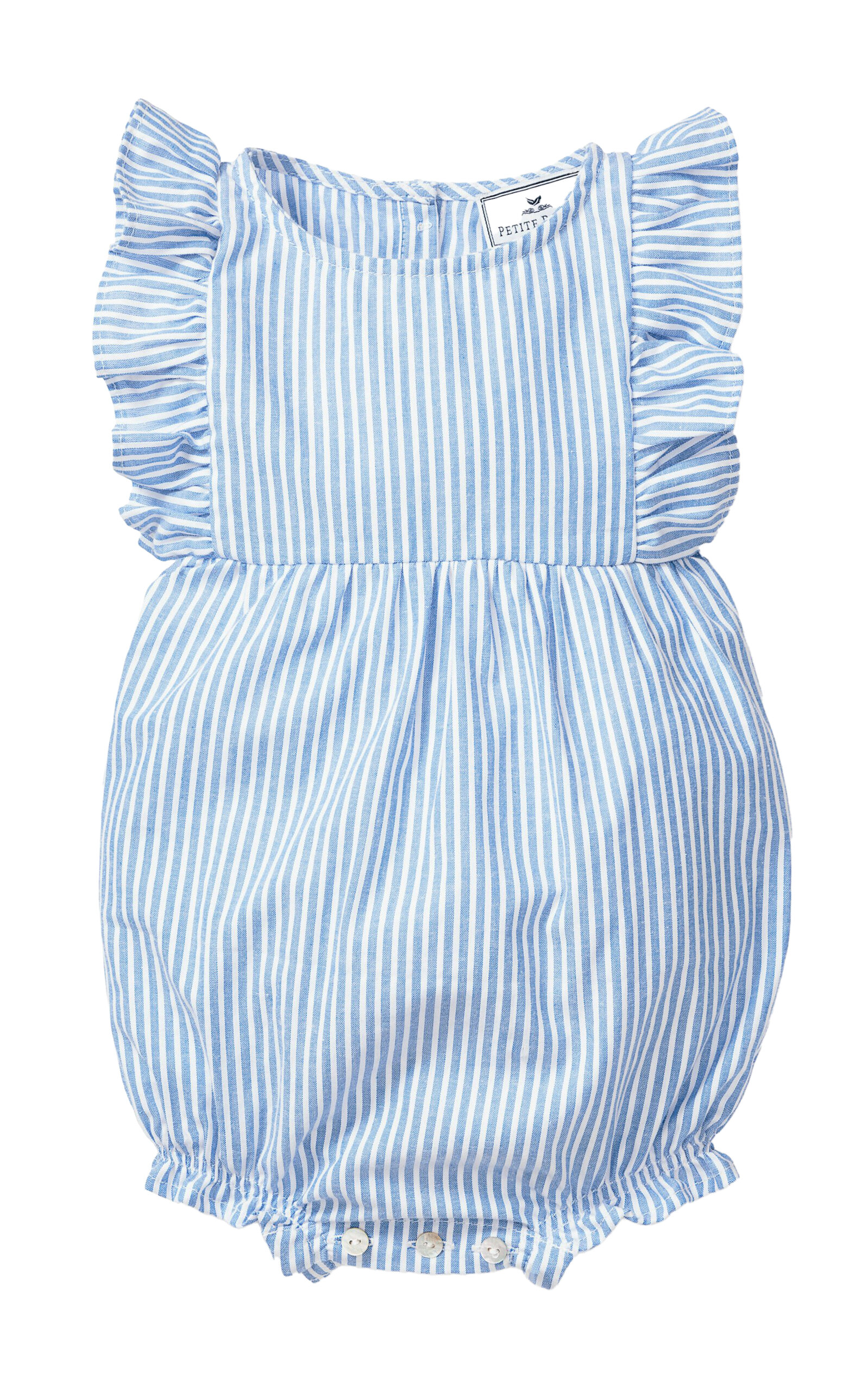 Petite Plume French Seersucker Ruffled Rompers