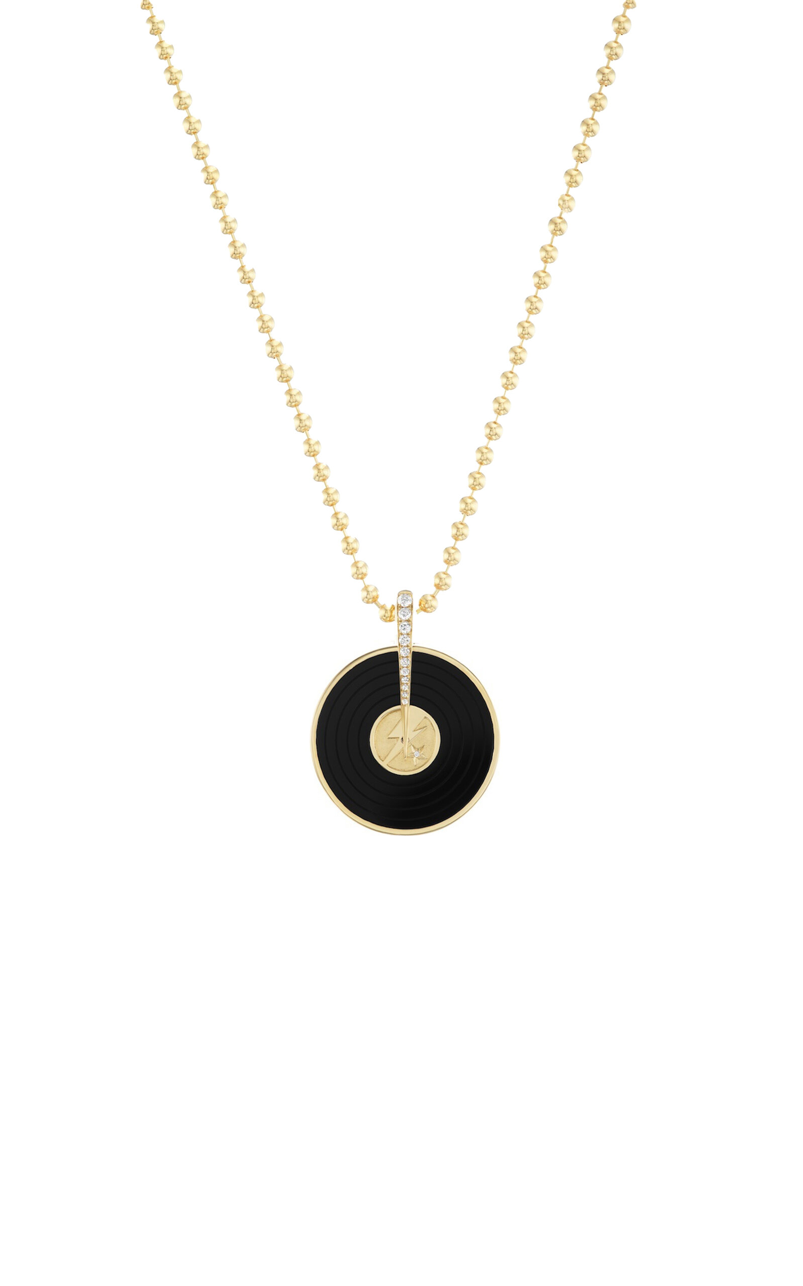 Ziggy Record 18K Yellow Gold Diamond Necklace