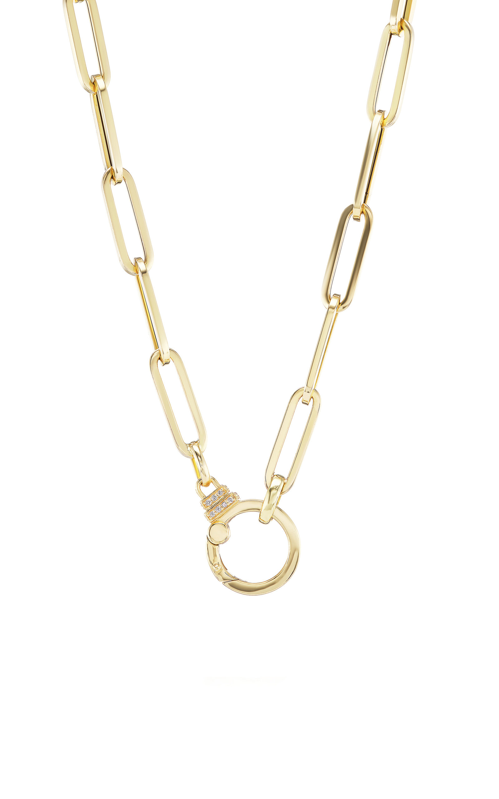 18K Yellow Gold Diamond Paperclip Chain