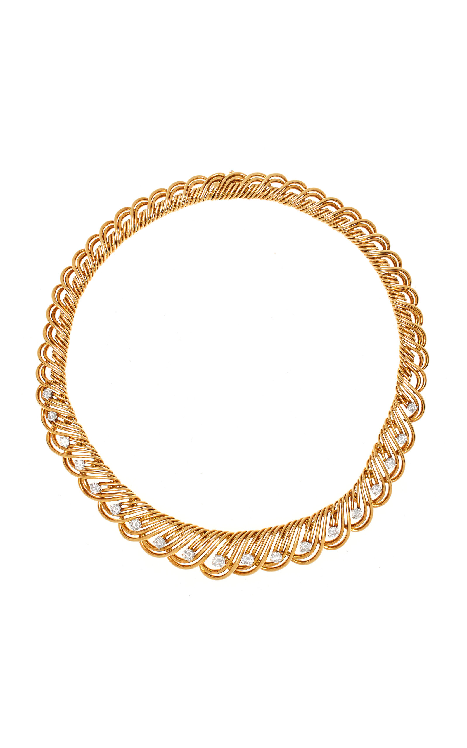 Kentshire Cartier Mid-century 18k Yellow Gold; Platinum Diamond Necklace
