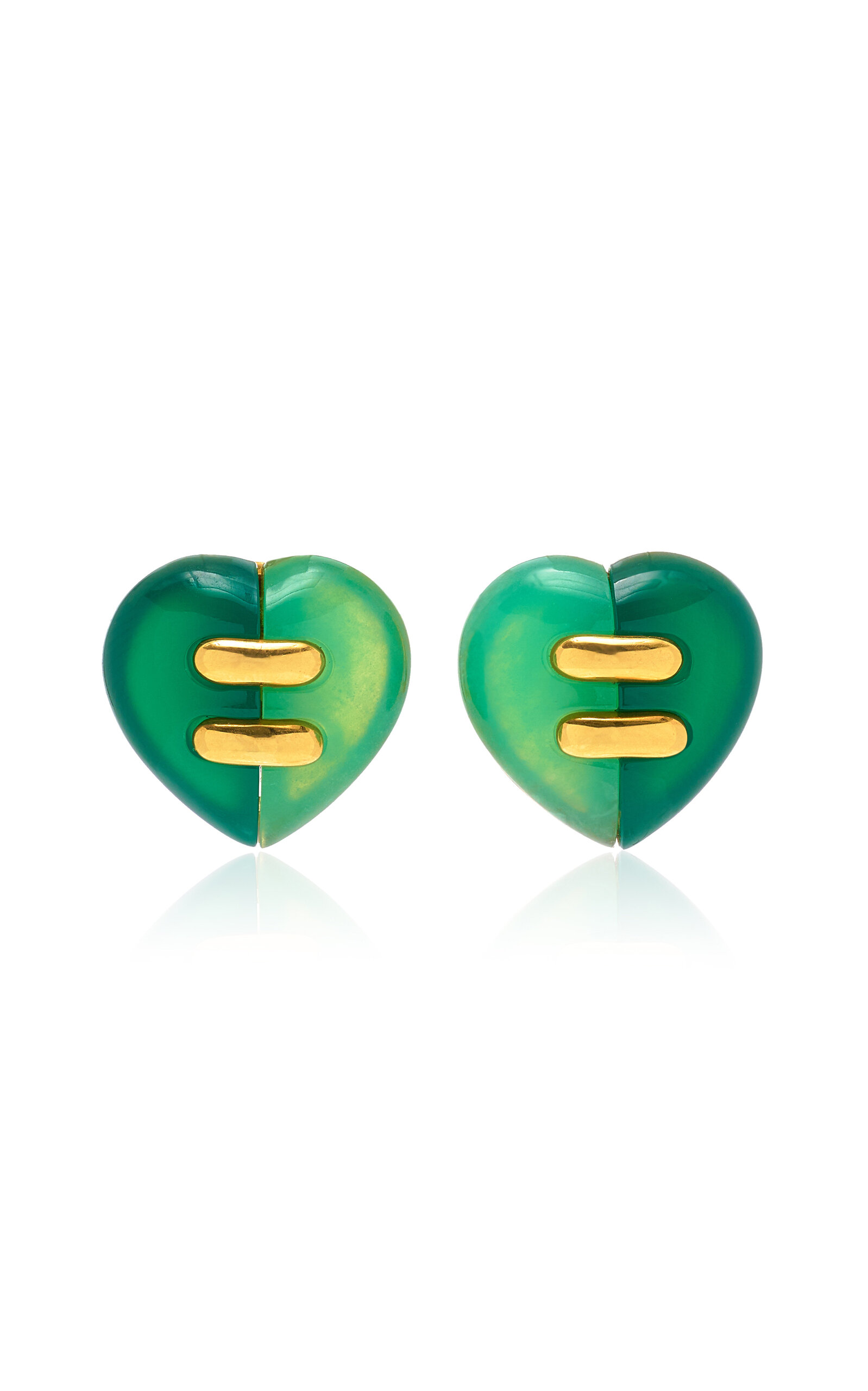 Bulgari 18K Yellow Gold Jasper; Chrysoprase Clip-On Earrings