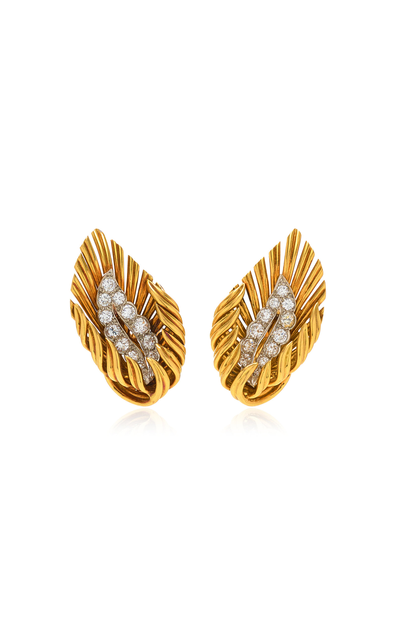 Boucheron 18K Yellow Gold Diamond Clip-On Earrings