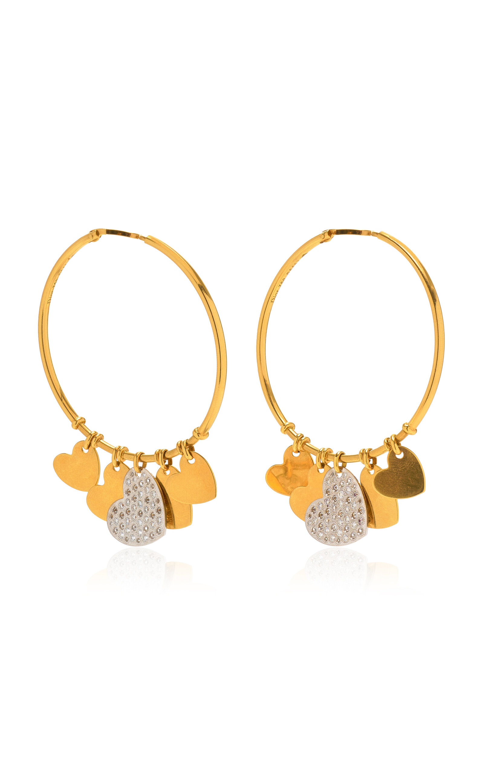 Christian Dior 18K Yellow Gold Diamond Hoop Earrings