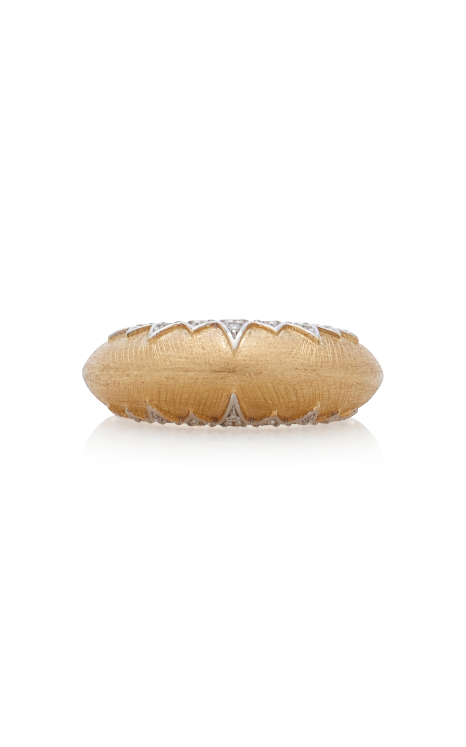 Domed Crown 18K Yellow Gold Diamond Ring