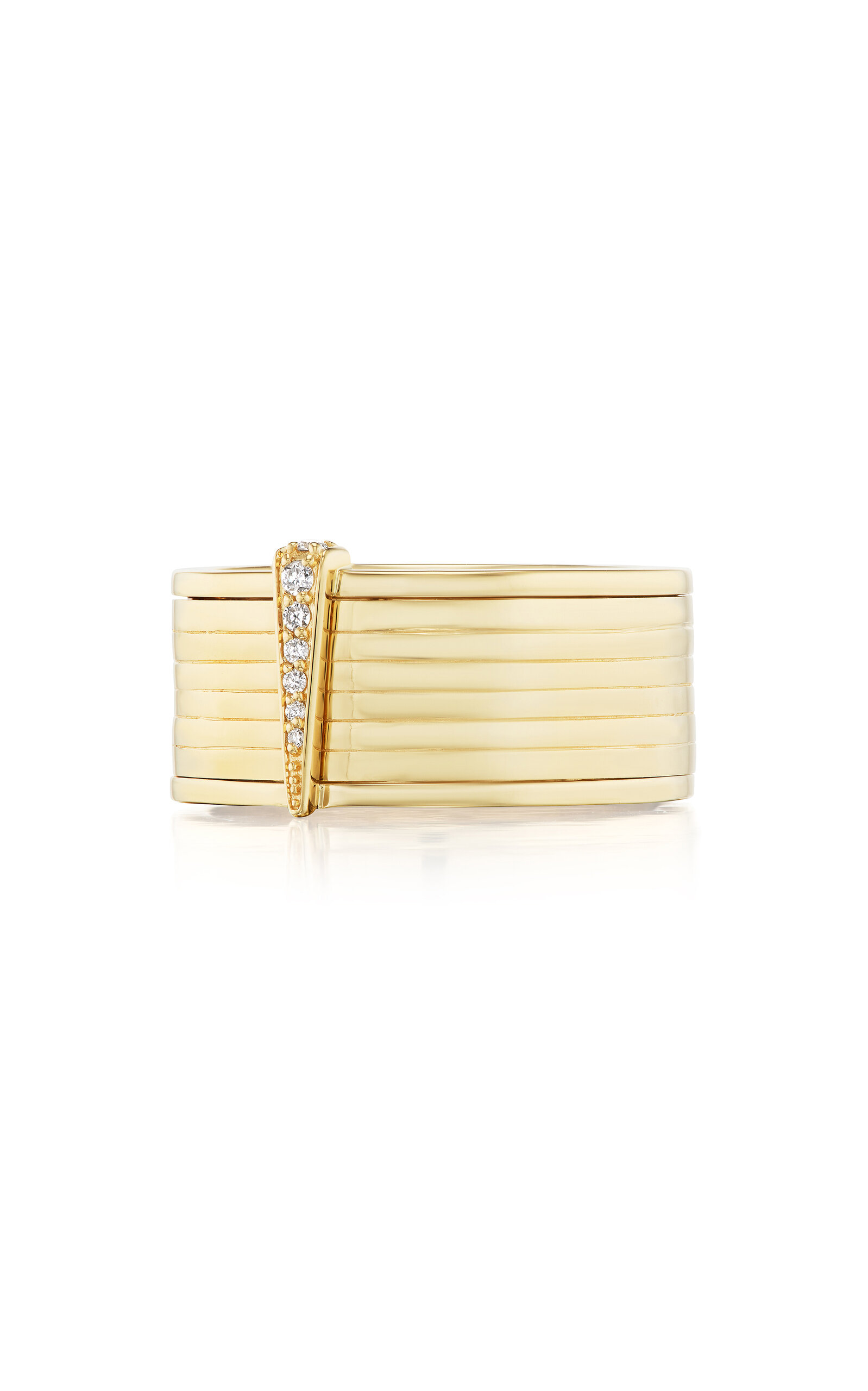 Spinning Record 18K Yellow Gold Diamond Ring