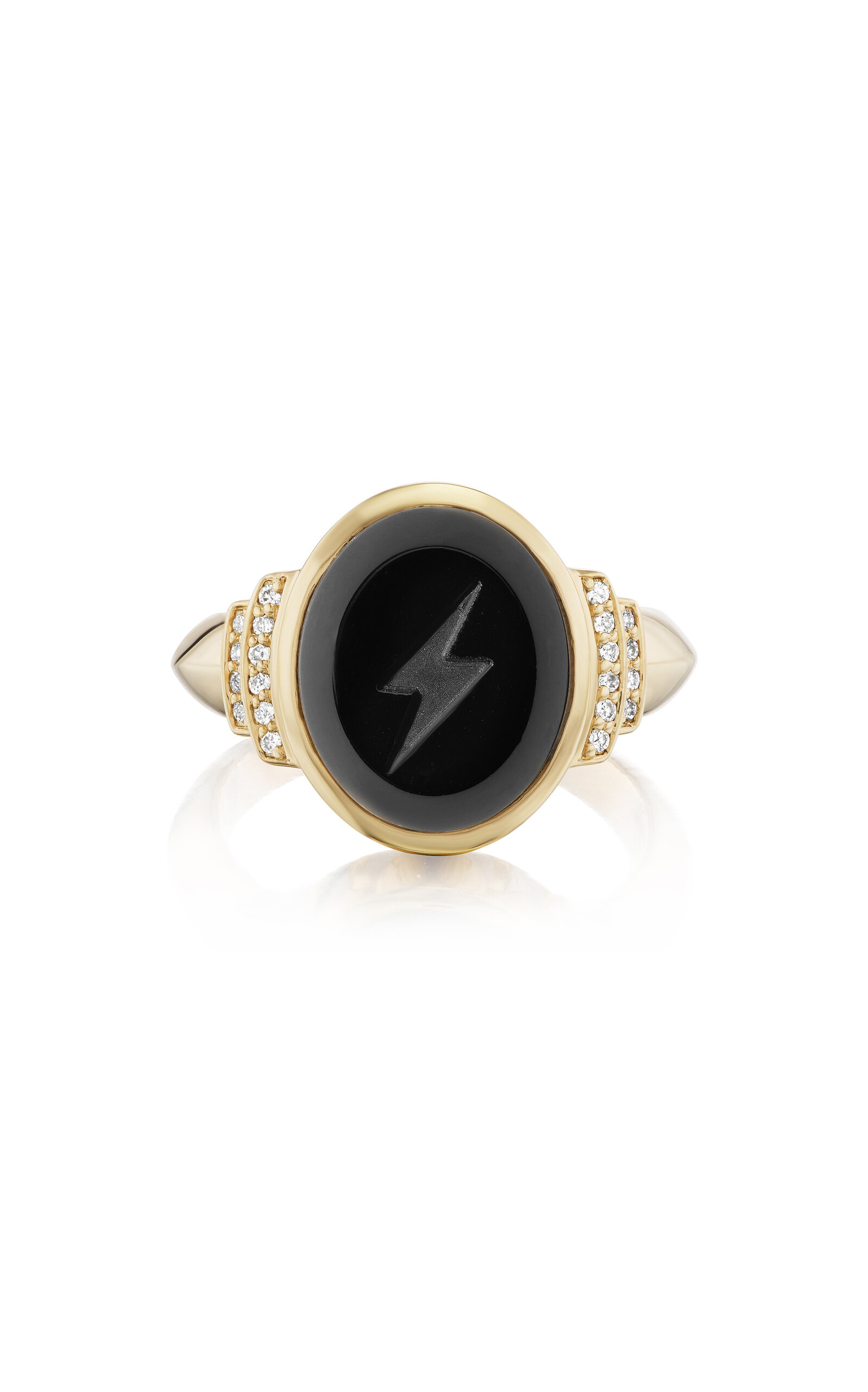 Intaglio 18K Yellow Gold Diamond Signet Ring