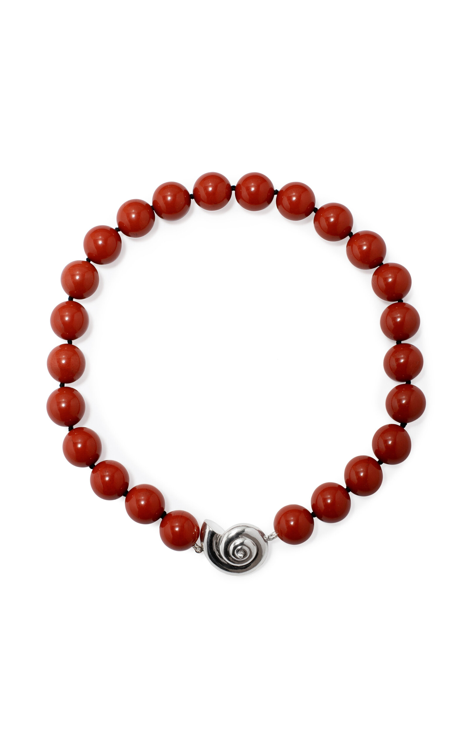 Le Sundial Nautilus Red Jasper Collar Necklace