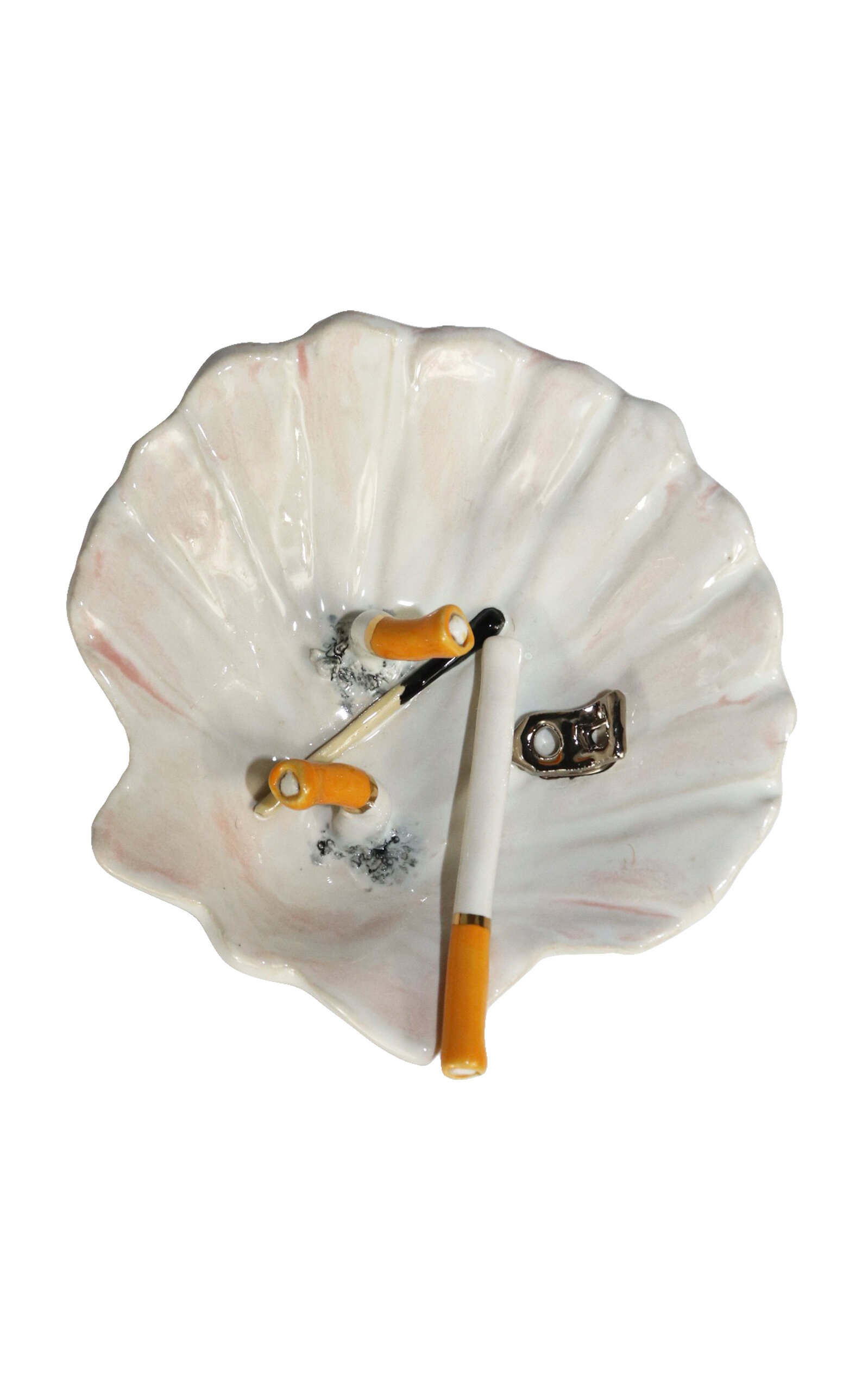 The Rolling And The Stoned White Evening Chats Small Shell Ashtray