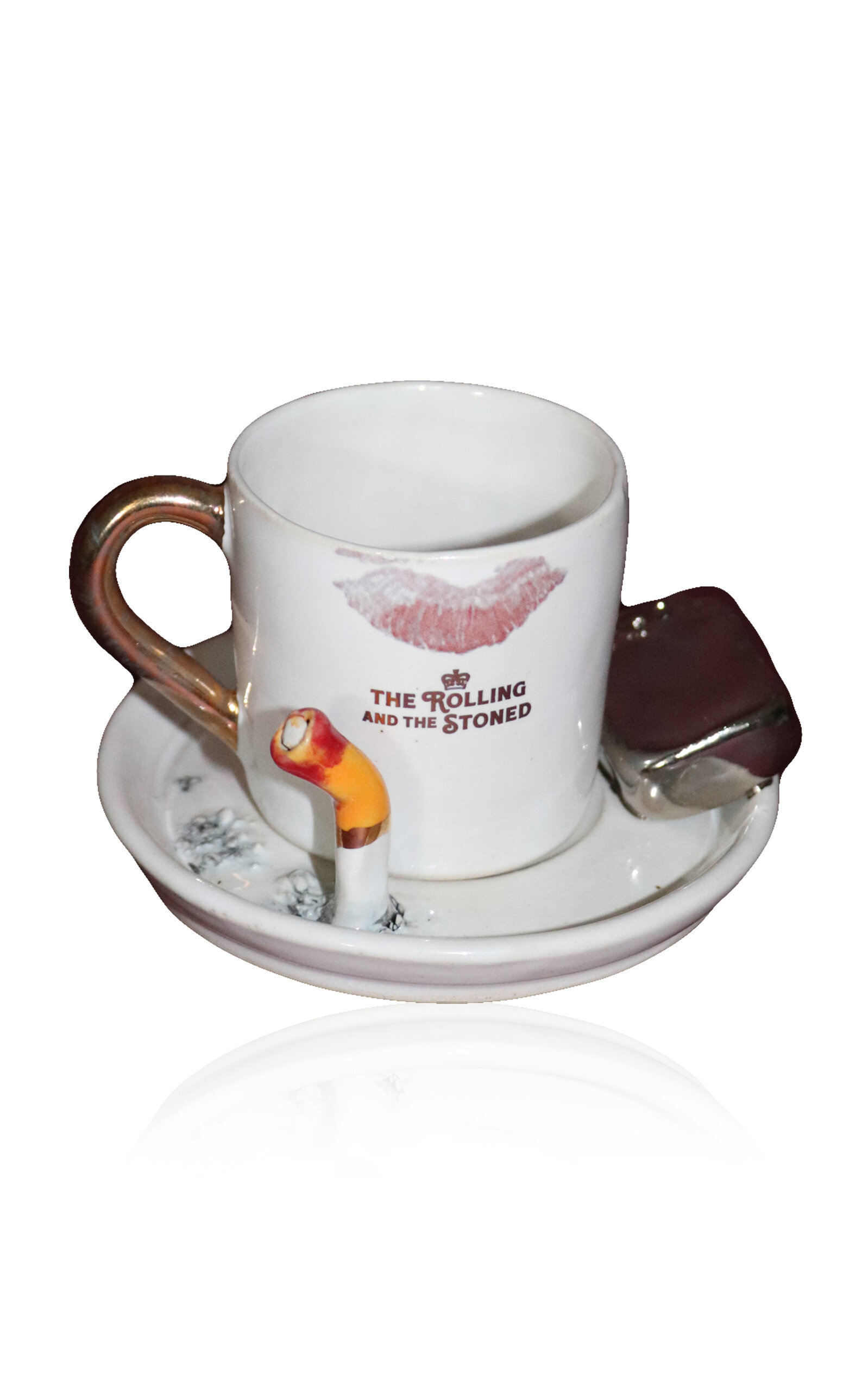 The Rolling And The Stoned Kiss Zippo (exclusive) Espresso Cup & Saucer