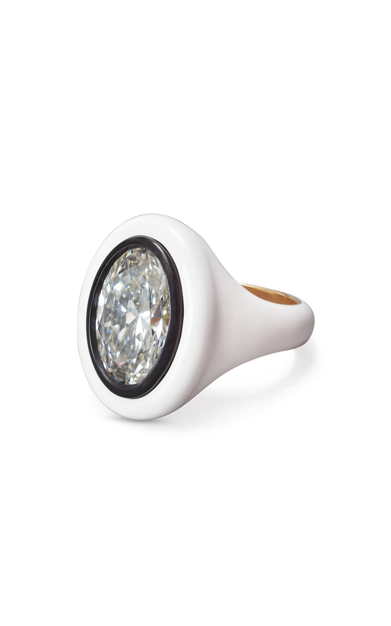 Alexei Hay 18k Yellow Gold The Pneumatic Black And White Signet Ring