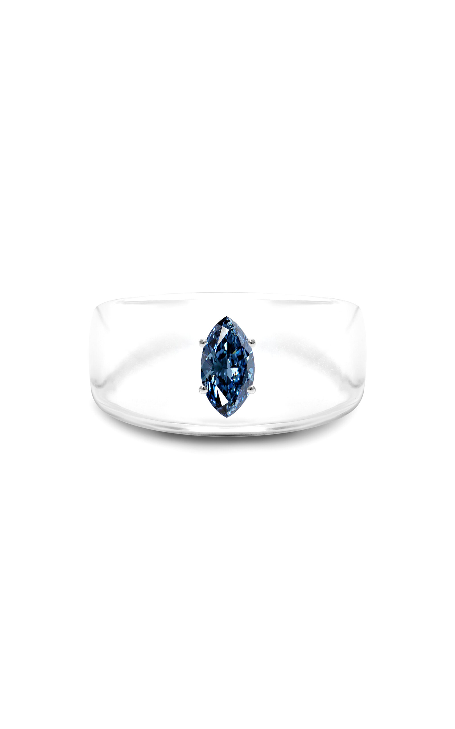 Solo For Diamonds Transparent Bio Resin Ring With 0.75ct Blue Lab Grown Diamond