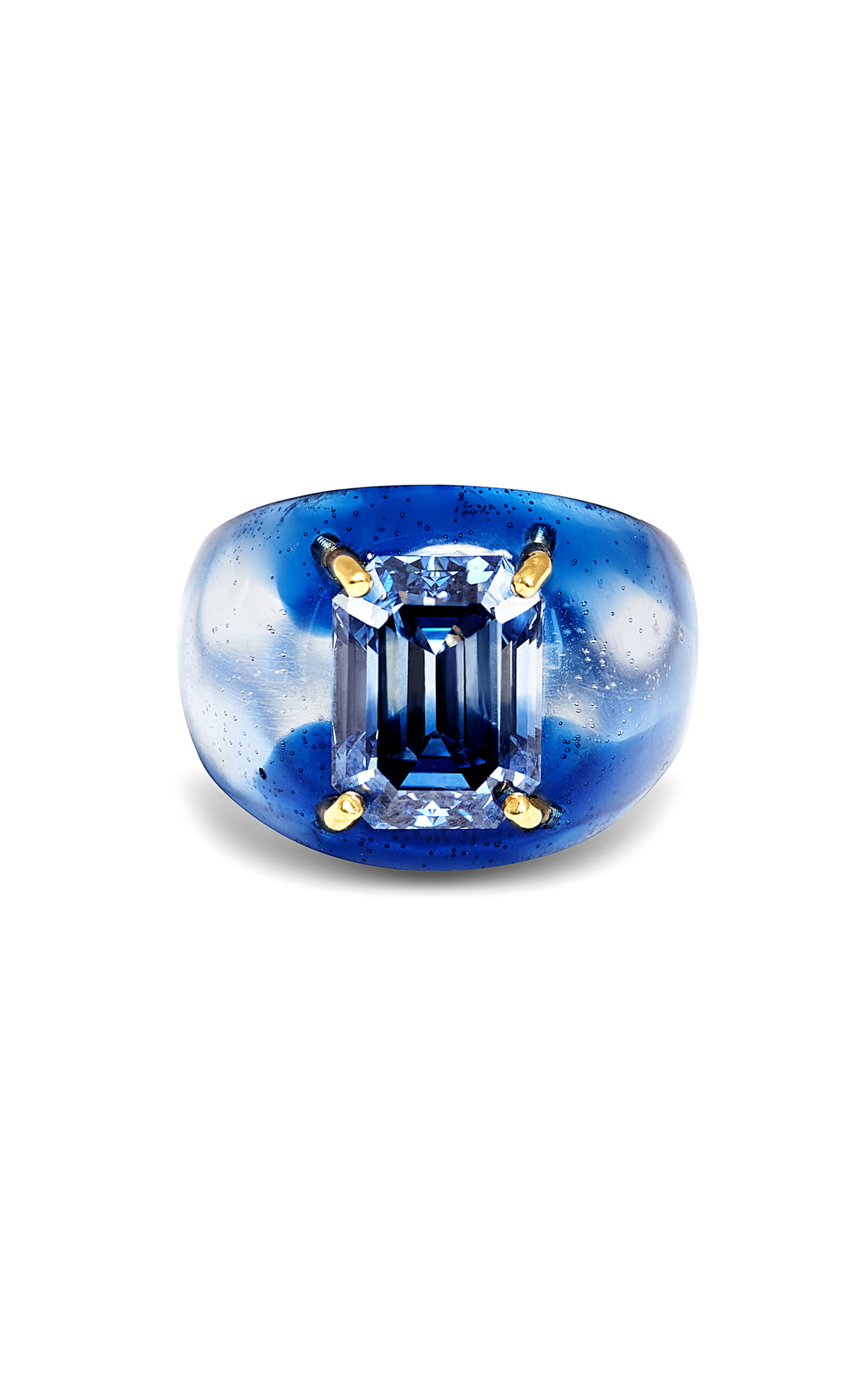SOLO FOR DIAMONDS BIOCOLORED BIO RESIN RING WITH 4.14CT BLUE LAB GROWN DIAMOND